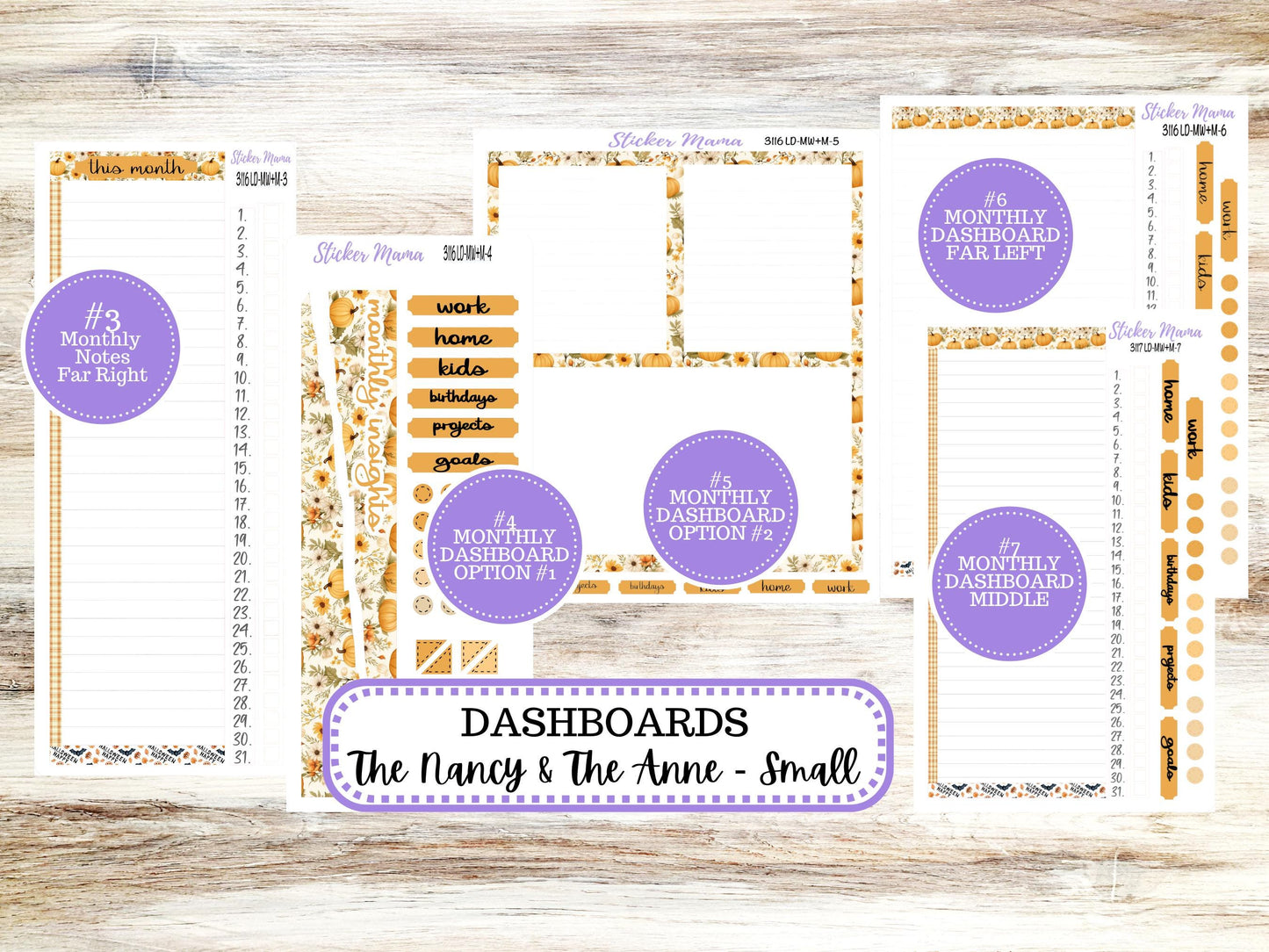 LD SMALL "The Anne" & "The Nancy" || MINI Week + Month Planner Kit #3116 || Laurel Denise Horizontal Vertical || Floral Harvest || 9-25