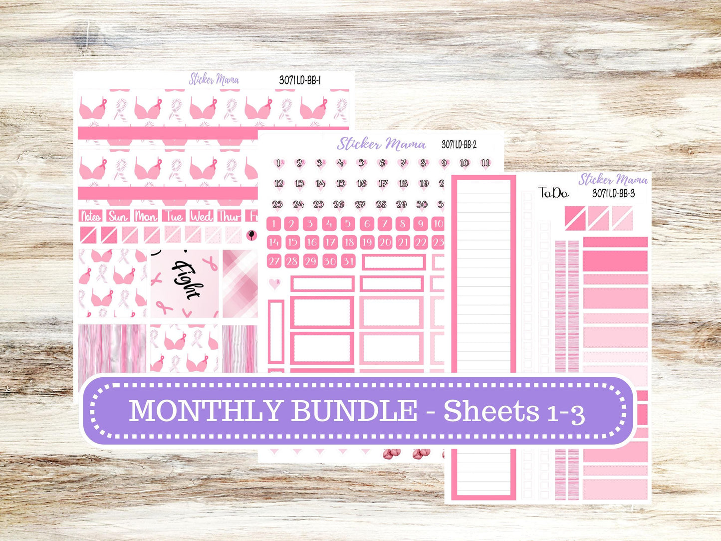 LD BOOK-BOUND Planner Kit #3071 || The Mae || The Kristy || Breast Cancer || Laurel Denise Sticker Kit || Aug 25