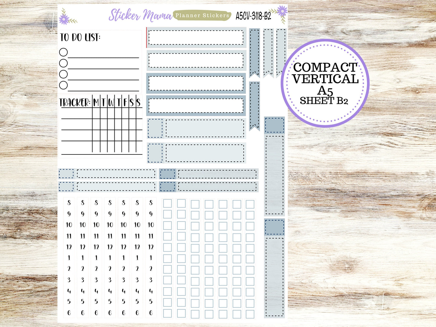 ERIN CONDREN A5 Compact Vertical-Kit #3118 || Arctic Frost - Planner Stickers - Erin Condren Compact Vertical Weekly Kit