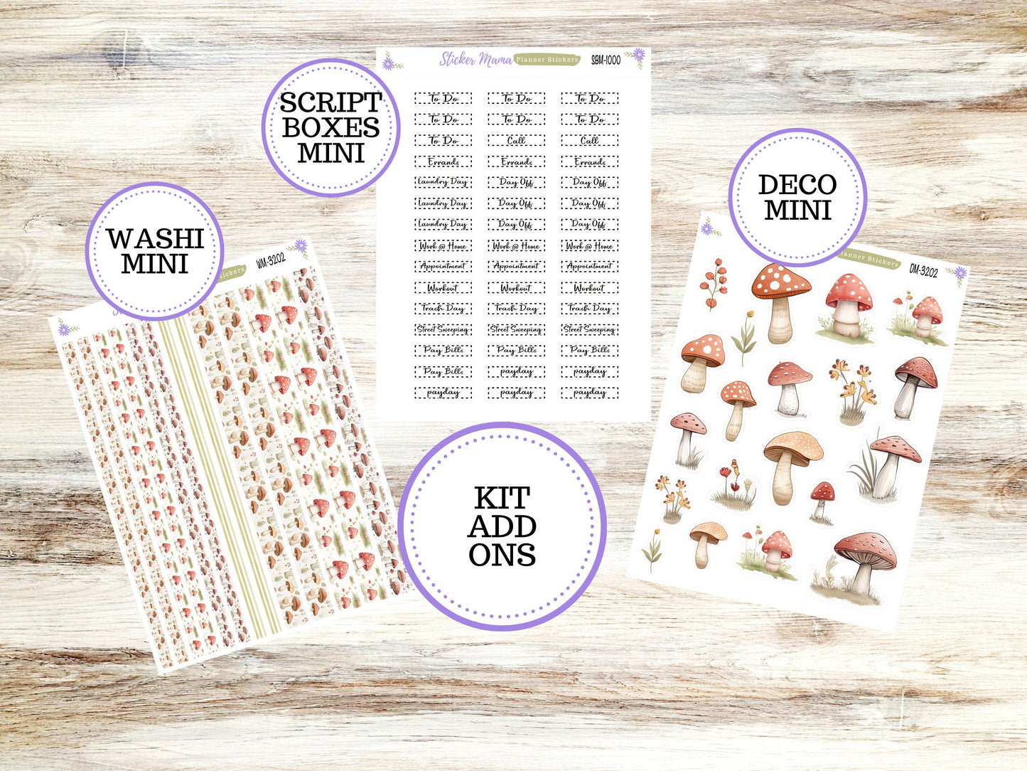 ERIN CONDREN A5 Horizontal || #3202 || Mashroom Bloom Kit || A5 Weekly Kit || Planner Stickers || Erin Condren A5 Horizontal Weekly Kit