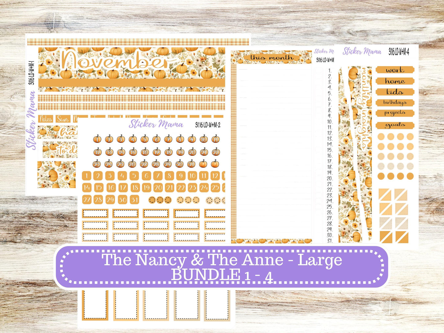LD “The Nancy & Anne” Large || Week + Month PLANNER Monthly Kit #3116 || Laurel Denise Horizontal Vertical Kit || Floral Harvest || 9-25