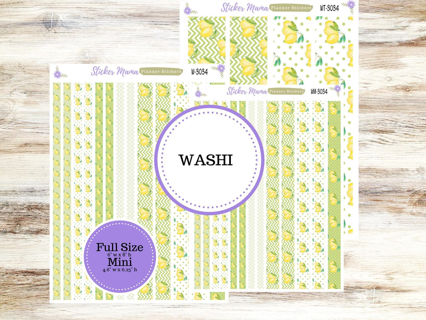 WASHI PLANNER STICKERS || 3034 || Watercolor Lemons || Washi Stickers || Lemon Planner Stickers || Washi for Planners