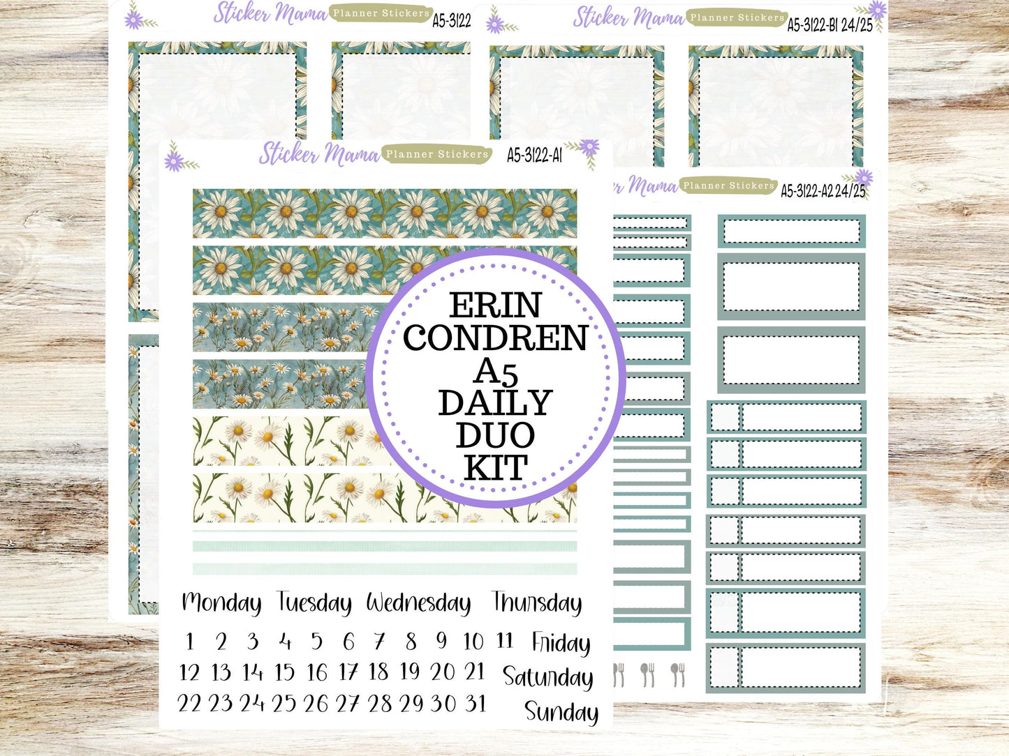 A5-DAILY DUO-Kit #3122 || Vintage Bloom || Planner Stickers - Daily Duo A5 Planner - Daily Duo Stickers - Daily Planner