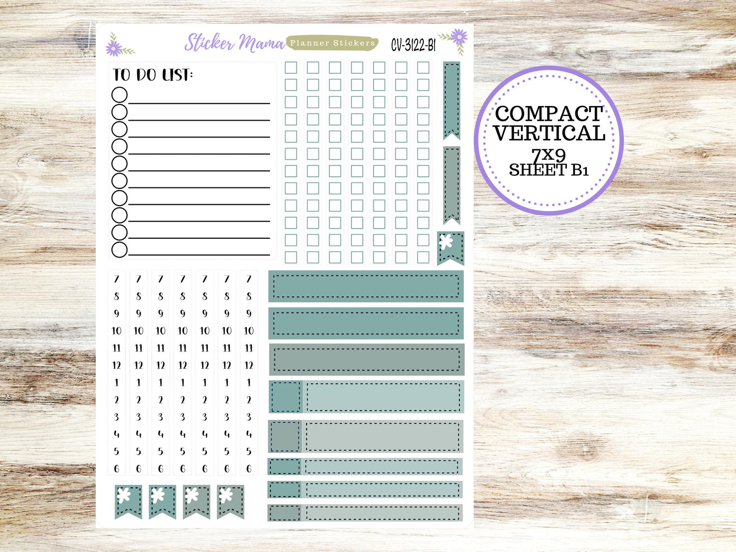 ERIN CONDREN 7x9 Compact Vertical-Kit #3122 || Vintage Bloom - Planner Stickers - Erin Condren Compact Vertical Weekly Kit