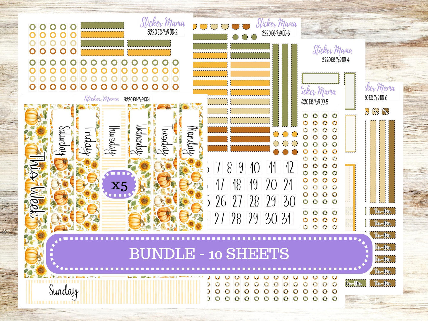 Erin Condren Daily Duo Planner Kit DD 3220 | Sunflower Harvest | Full Month Kit