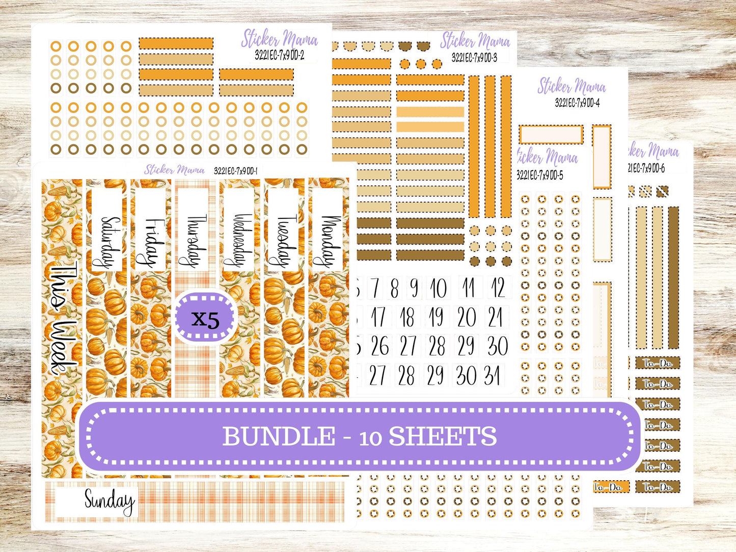 Erin Condren Daily Duo Planner Kit DD 3221 | Pumpkin & Cornstalks | Full Month Kit