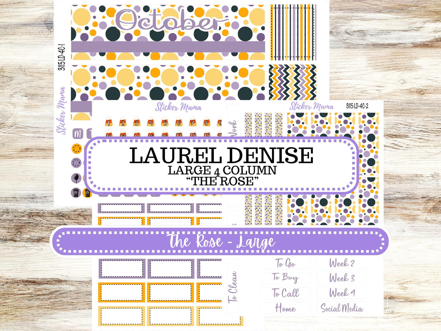 LD "The Rose" Large || 4-COLUMN (formerly project) Planner Kit #3115 || Spooky Palette || Laurel Denise Stickers || Aug 25