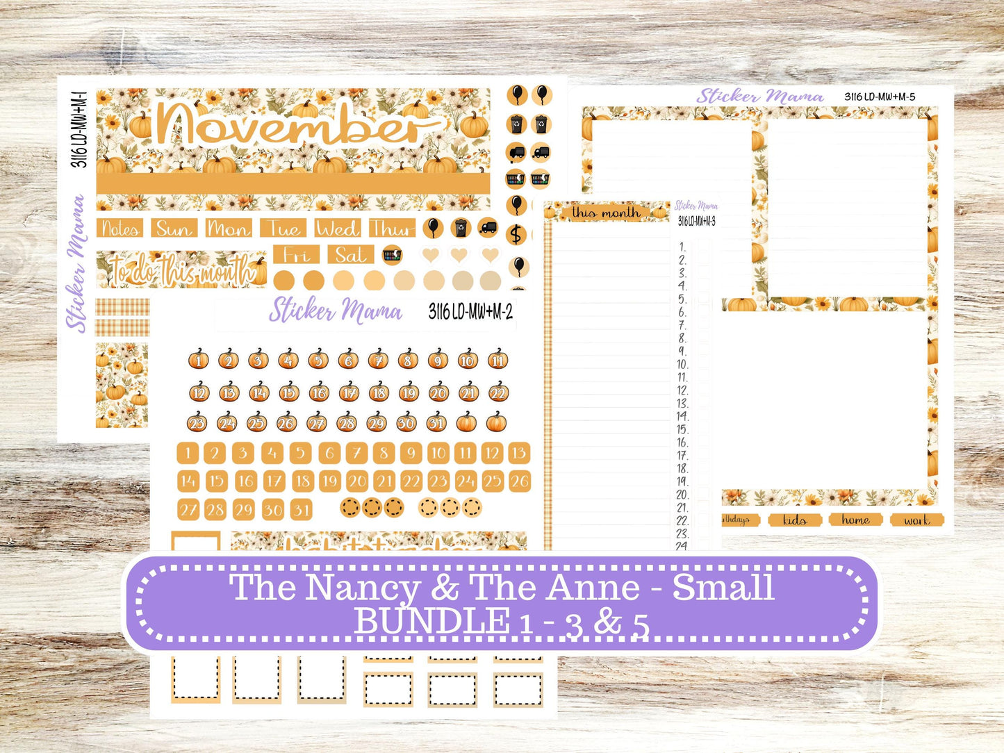 LD SMALL "The Anne" & "The Nancy" || MINI Week + Month Planner Kit #3116 || Laurel Denise Horizontal Vertical || Floral Harvest || 9-25