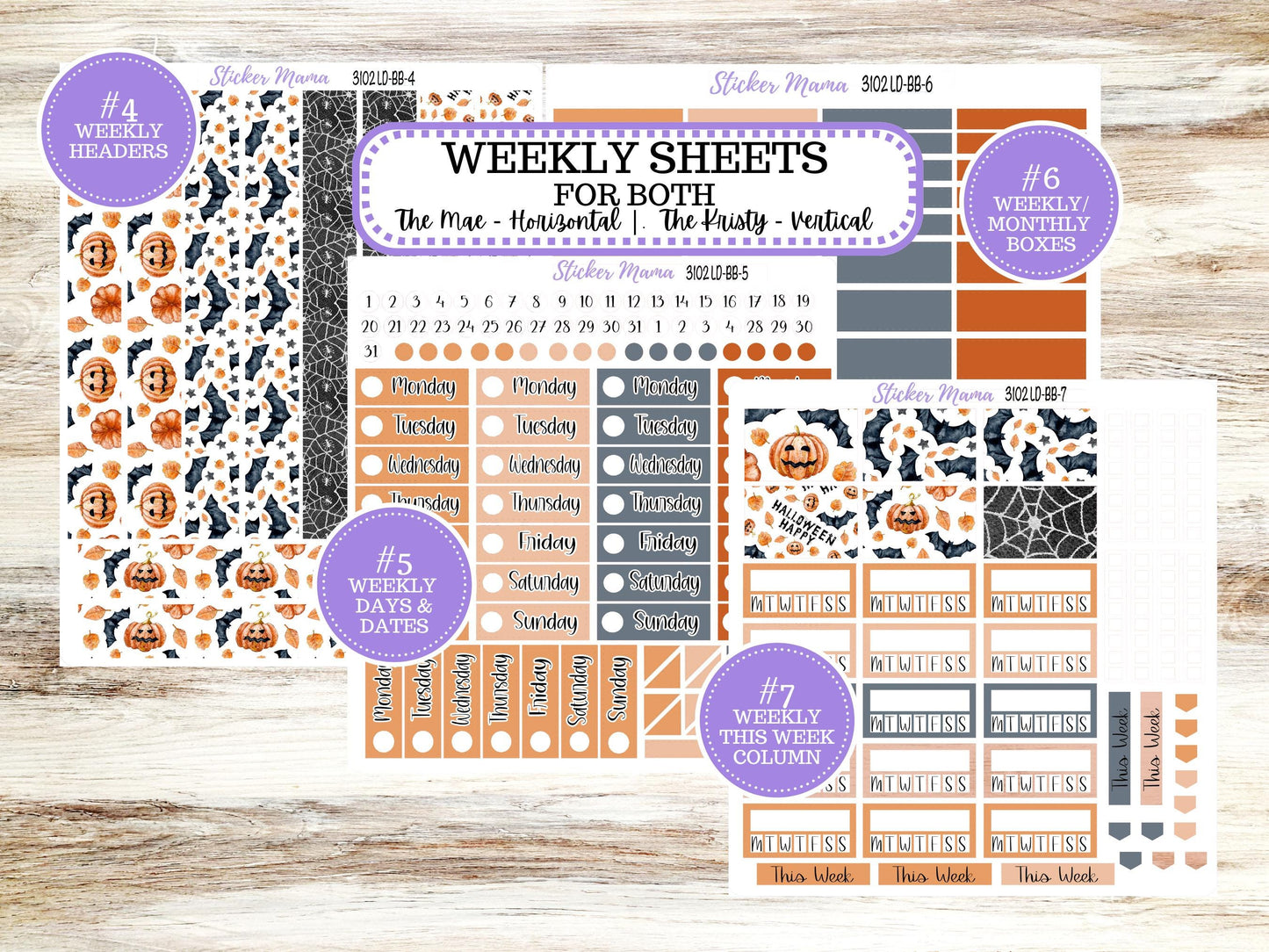 LD BOOK-BOUND Planner Kit #3102 || The Mae || The Kristy || Pumpkin Town ||October Laurel Denise Sticker Kit || Aug 25