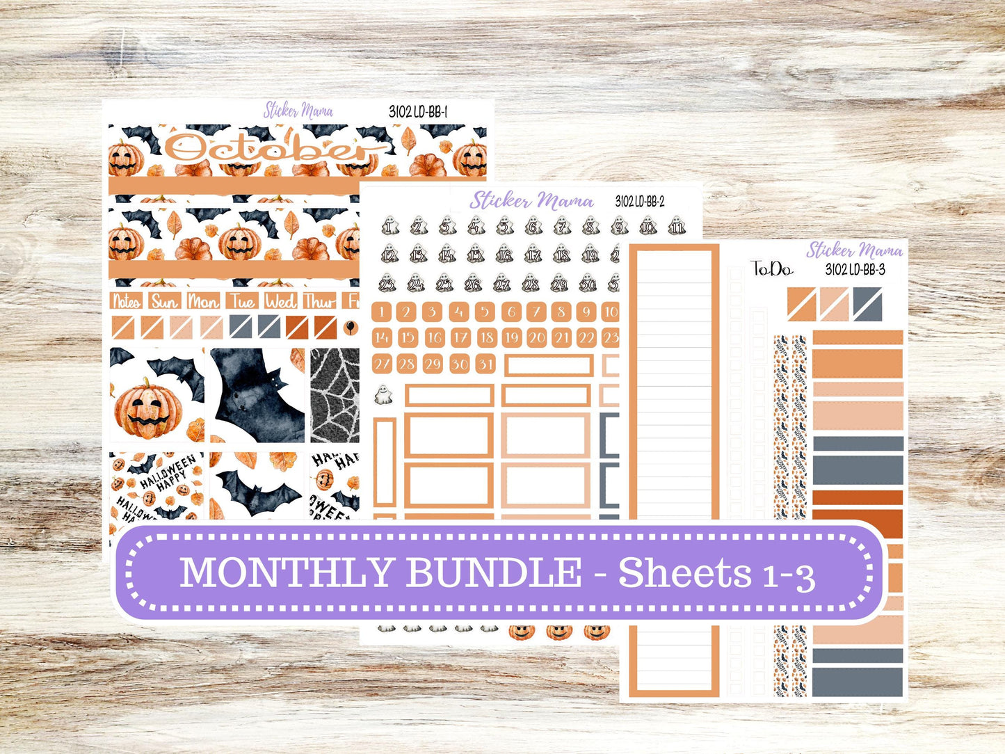 LD BOOK-BOUND Planner Kit #3102 || The Mae || The Kristy || Pumpkin Town ||October Laurel Denise Sticker Kit || Aug 25