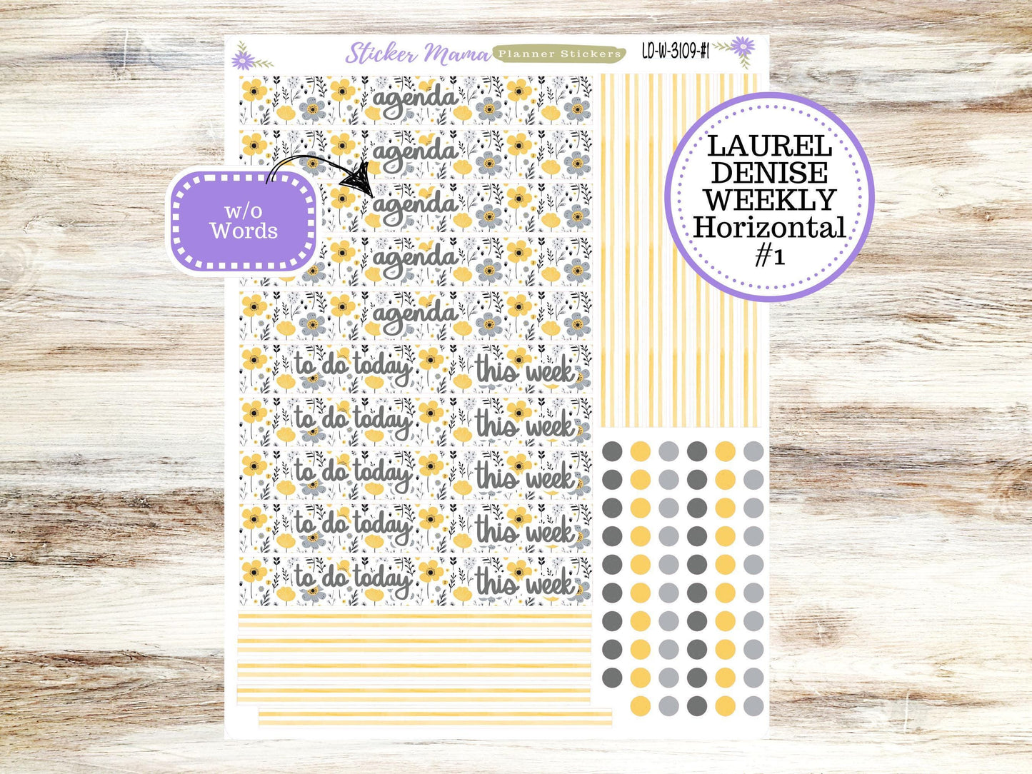 LAUREL DENISE WEEKLY Planner Kit #3109 || Laurel Denise Stickers Kit || Horizontal Vertical || Great and Yellow Floral || May