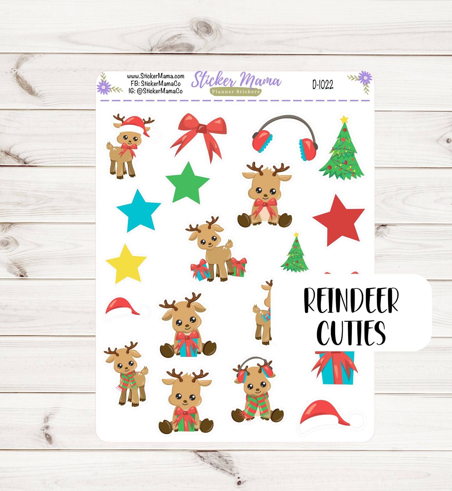 D1022 || REINDEER CUTIES PLANNER Stickers || Winter Stickers || Planner Stickers for Winter