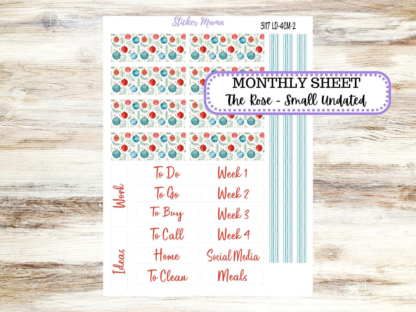 LD "Th Rose" Small || 4 COLUMN Mini (formerly the project mini) Size Planner Kit #3117 || Project Stickers || 9-25