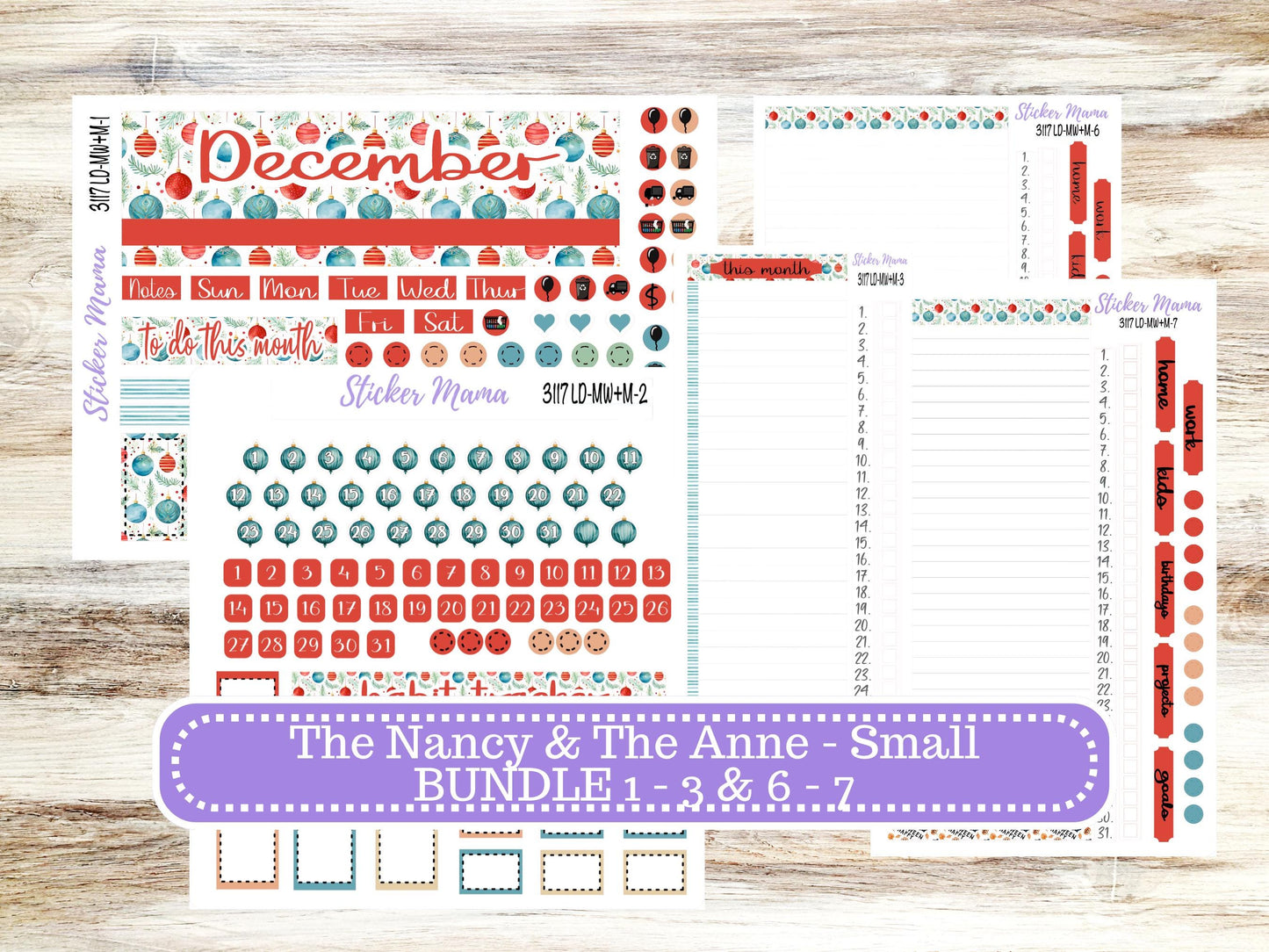 LD SMALL "The Anne" & "The Nancy" || MINI Week + Month Planner Kit #3117 || Laurel Denise Horizontal Vertical || December || 9-25