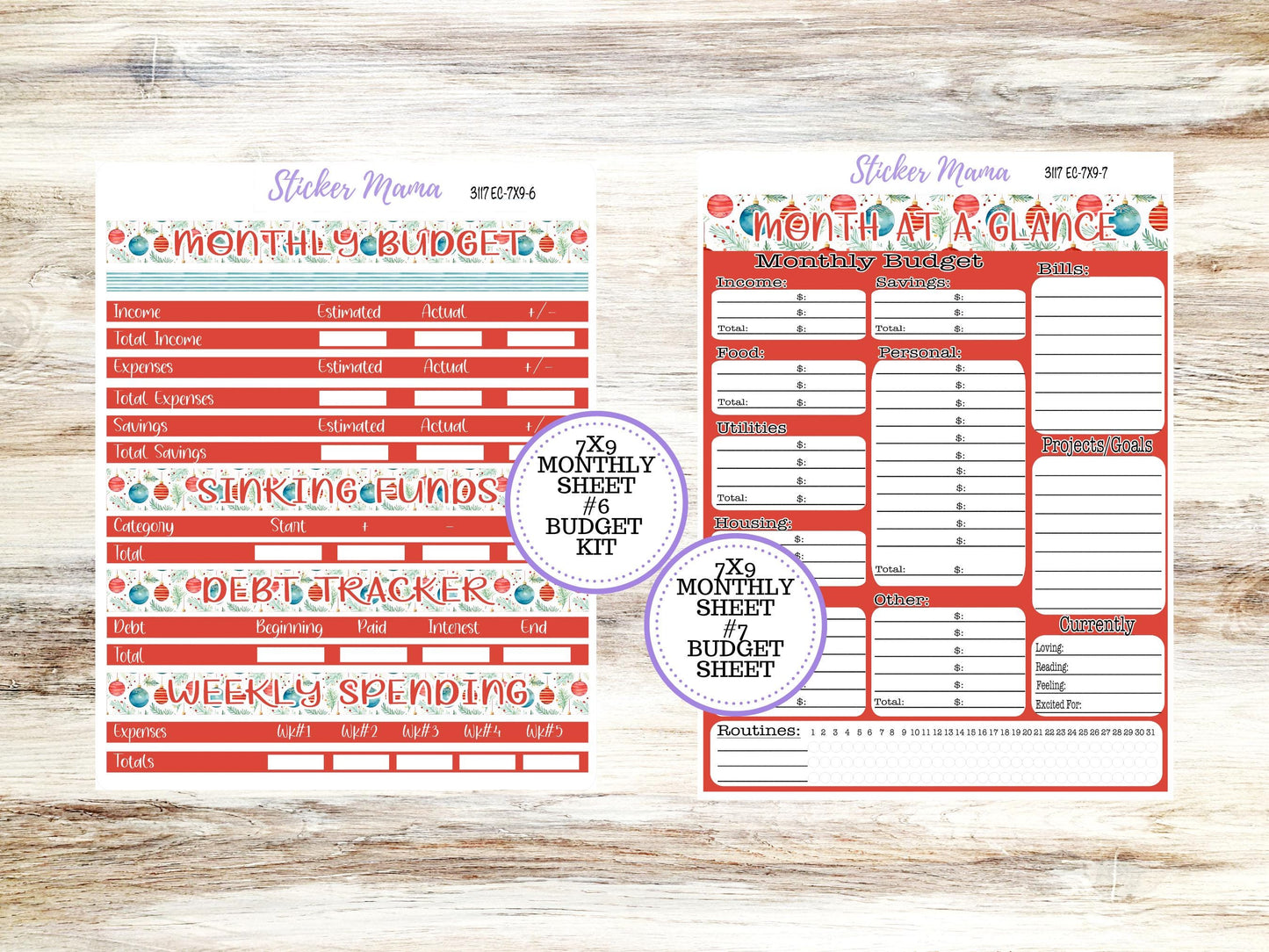 ERIN CONDREN Monthly Kit-3117 || 7X9 || - 7x9 ec December Monthly Kit - December Monthly Planner Kits - Monthly Pages