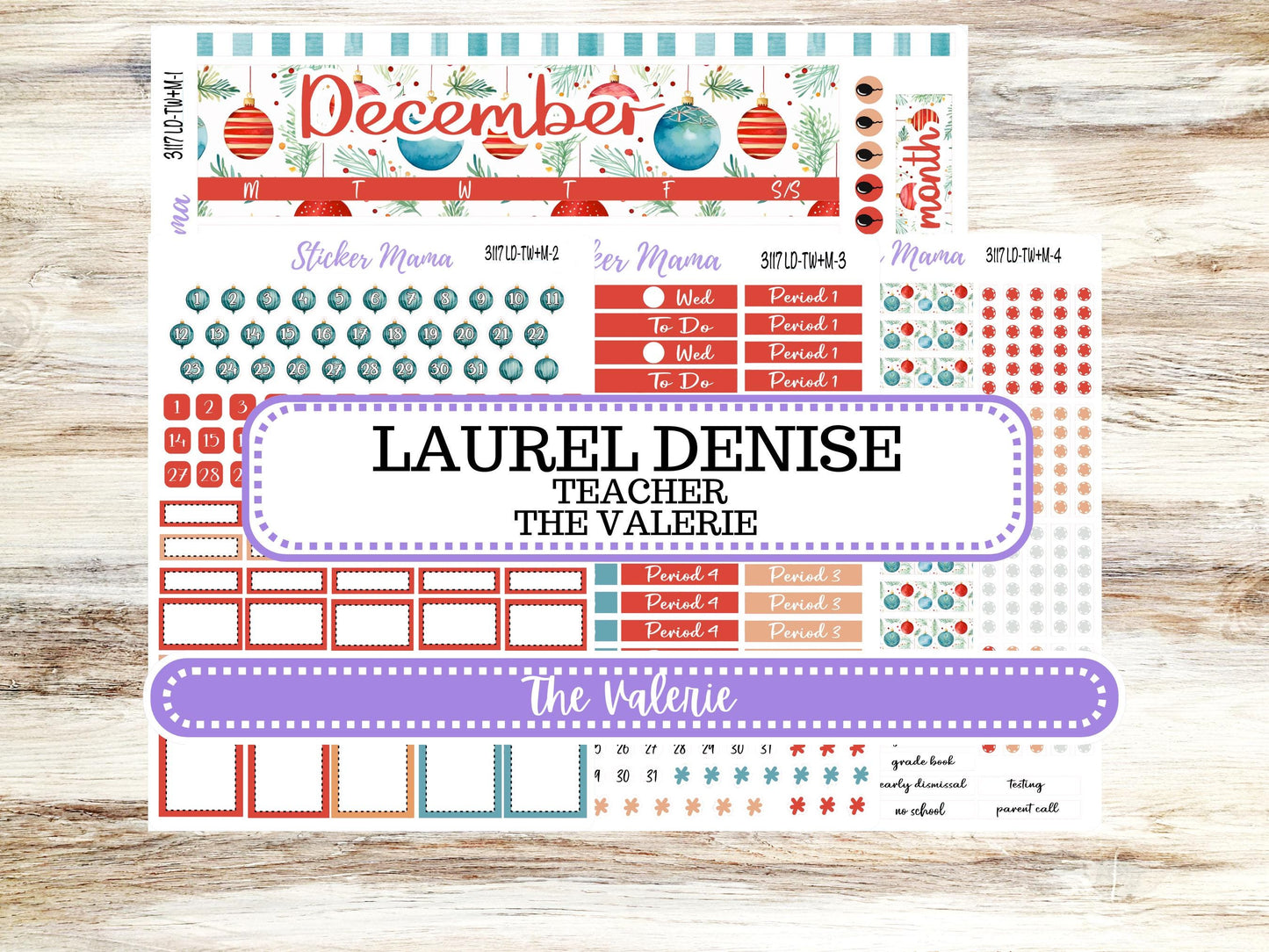 LD "The Valerie" || TEACHER Week + Month Planner Kit #3117 || December ||Laurel Denise Kit || Laurel Denise Teacher Planner || 9-25