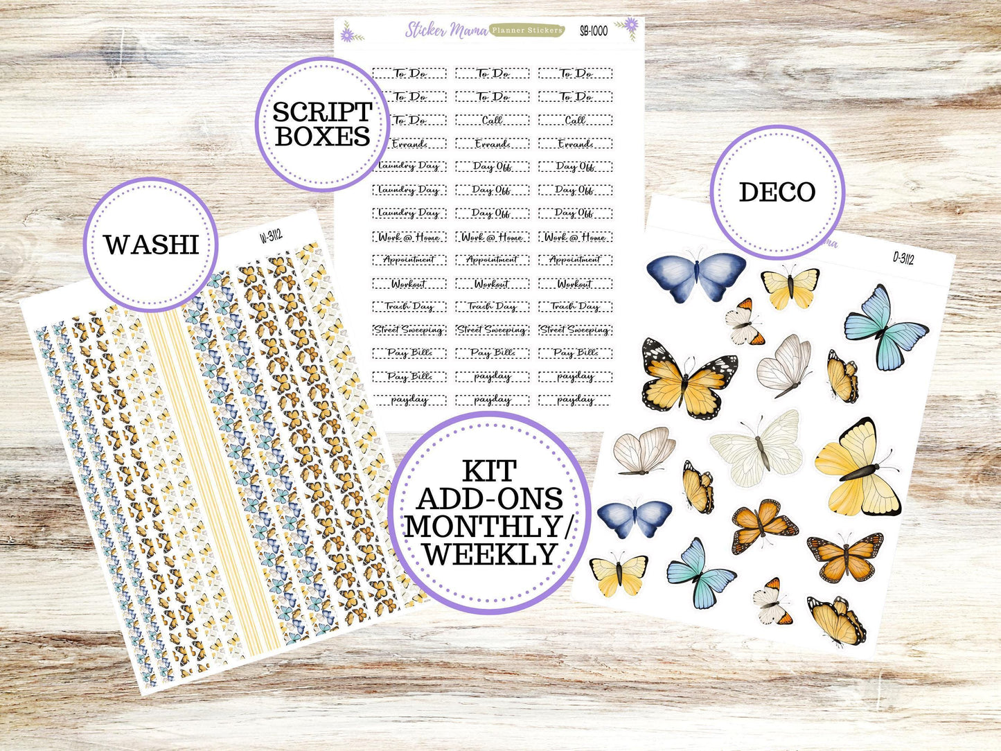 LAUREL DENISE PLANNER Monthly Kit #3112 || Laurel Denise Kit || Ld Stickers || Laurel Denise Horizontal Vertical || Butterfly Bliss
