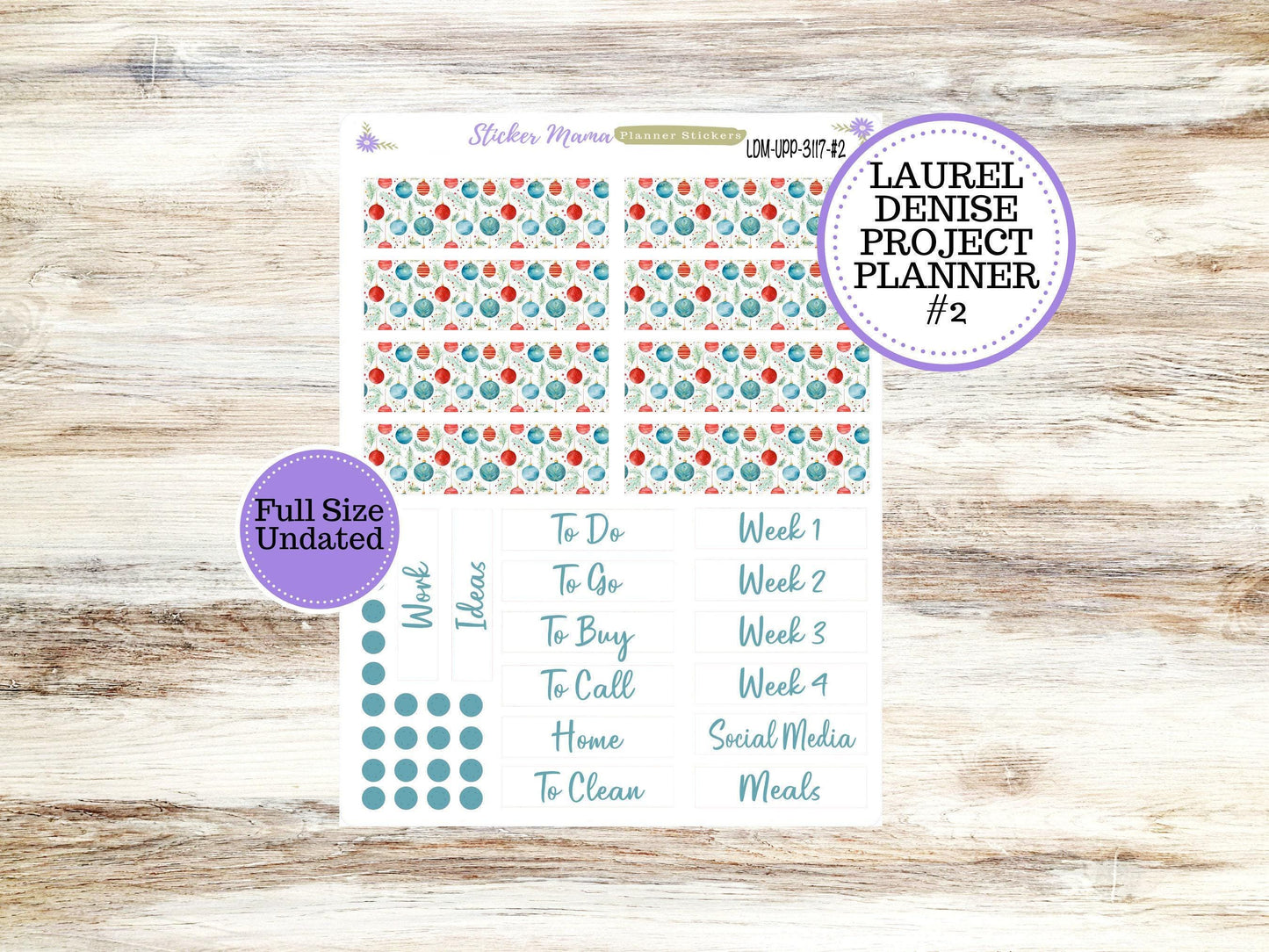 LAUREL DENISE PROJECT December Planner Kit #3117 || Merry Ornaments || Laurel Denise Kit || Laurel Denise Stickers || || December ld