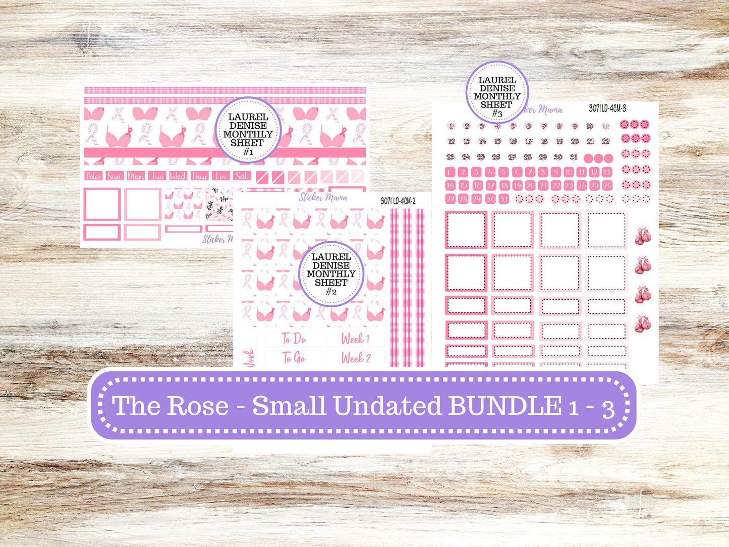 LAUREL DENISE 4 COLUMN Mini (formerly the project mini) Size Planner Kit #3071 || Breast Cancer || Project Stickers || June 25