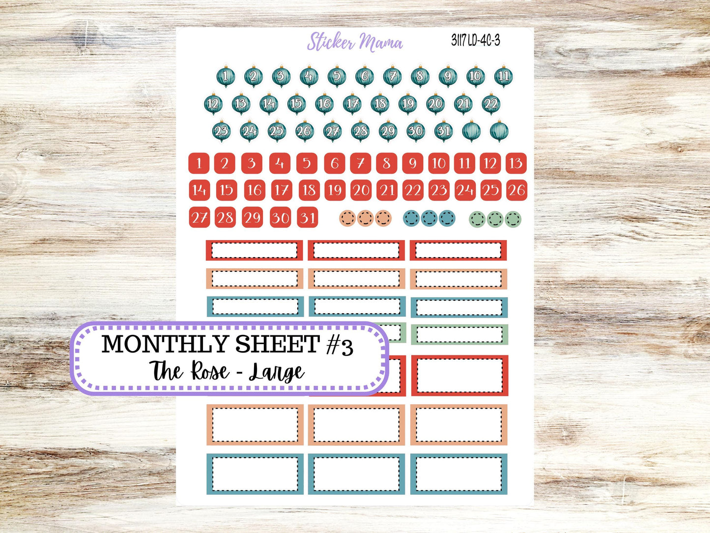 LD "The Rose" Large || 4-COLUMN (formerly project) Planner Kit #3117 || December || Laurel Denise Stickers || 9-25