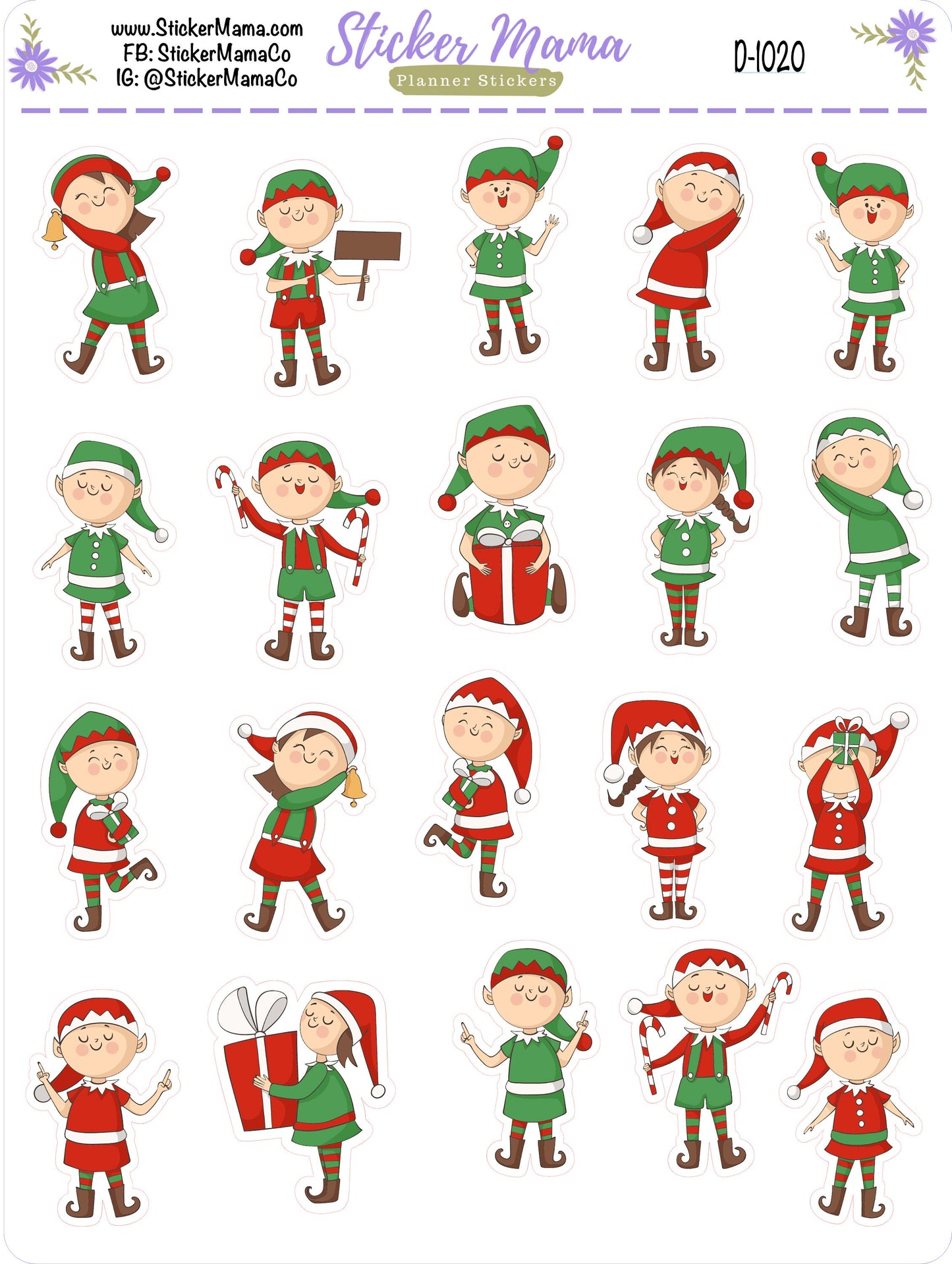 D1020 || ELVES PLANNER STICKERS || Winter Stickers || Planner Stickers for Winter