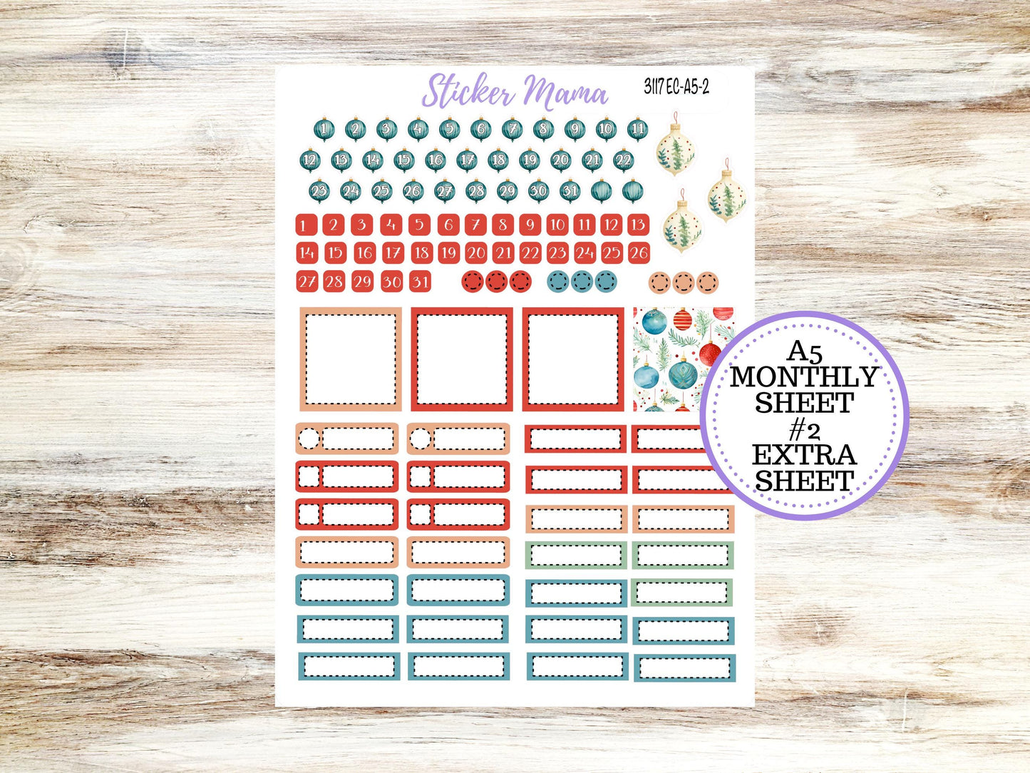 ERIN CONDRE Monthly Kit-3117 || A5 || Stickers || - ec December Monthly Kit - Monthly Planner Kits - Monthly Budget