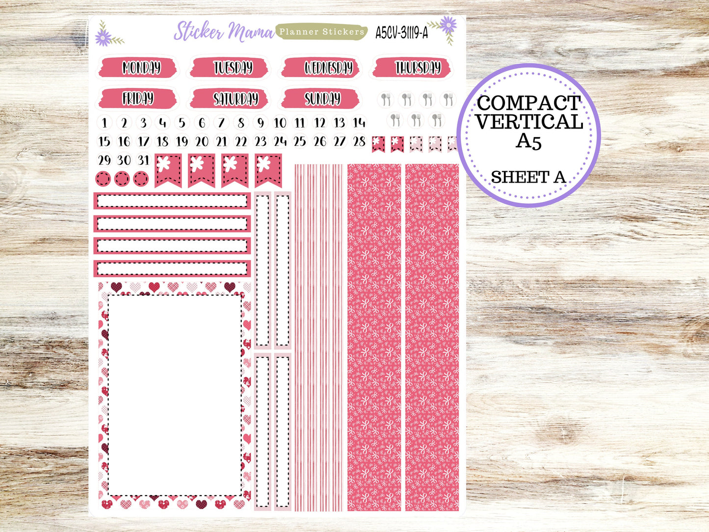 ERIN CONDREN A5 Compact Vertical-Kit #3119 || Heartfelt Joy - Planner Stickers - Erin Condren Compact Vertical Weekly Kit