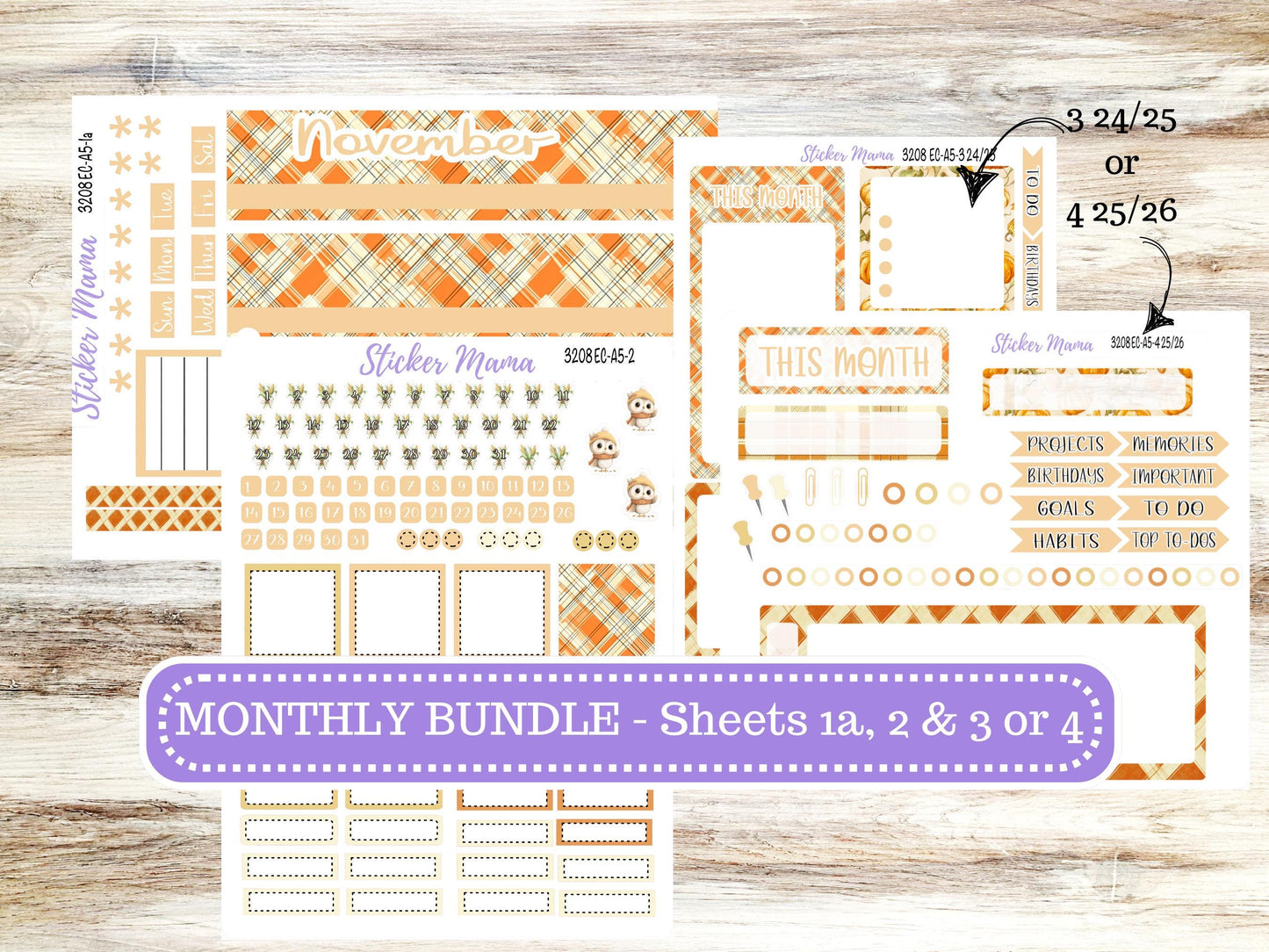 ERIN CONDRE Monthly Kit-3208 || A5 || Fall Fields Stickers || - ec November Monthly Kit - Monthly Planner Kits - Monthly Budget