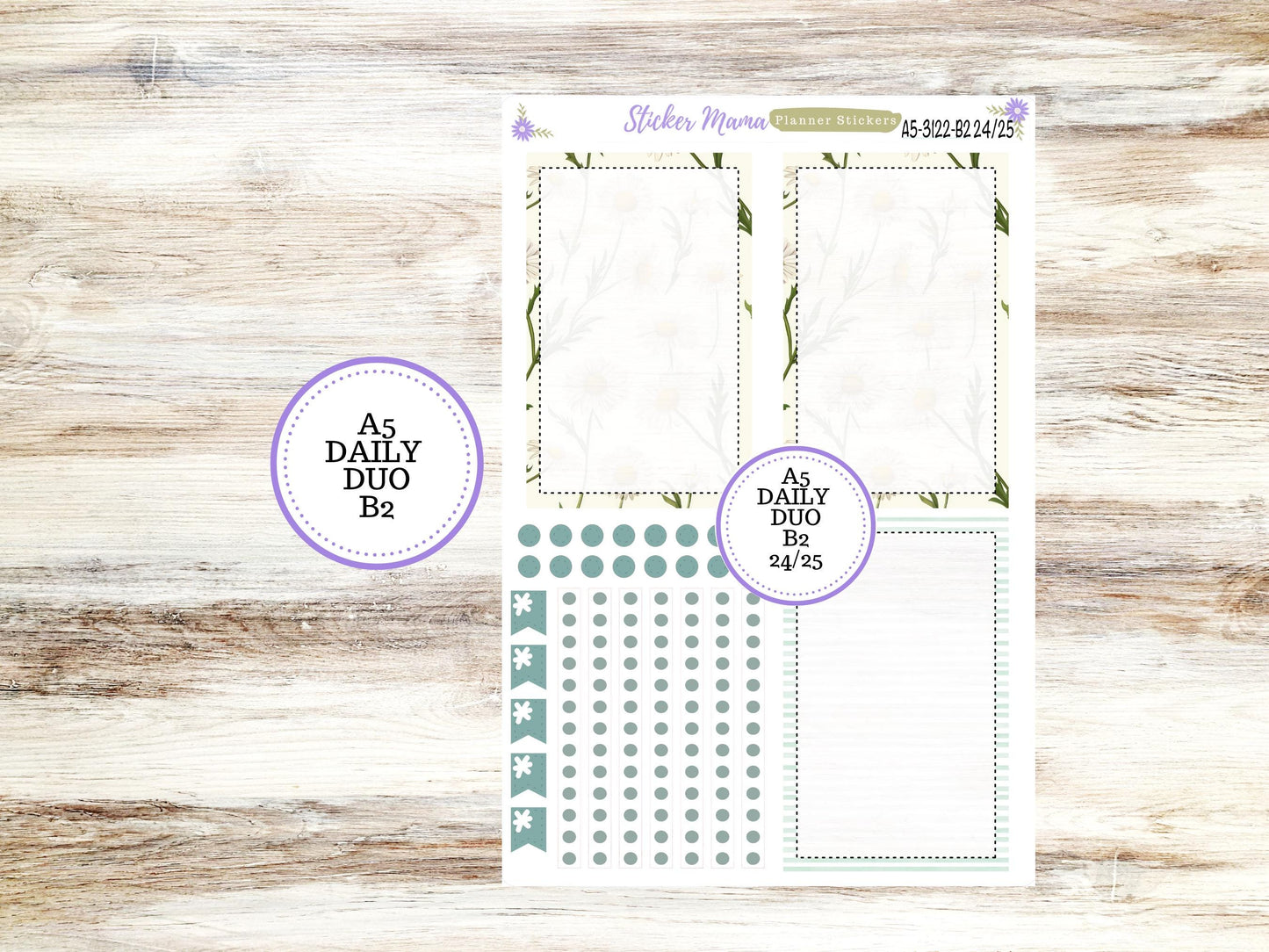 A5-DAILY DUO-Kit #3122 || Vintage Bloom || Planner Stickers - Daily Duo A5 Planner - Daily Duo Stickers - Daily Planner