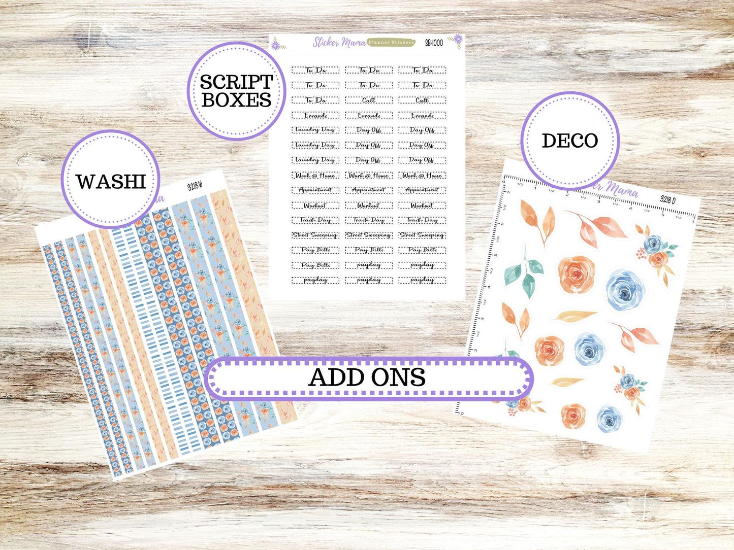 Laurel Denise Large Nancy & Large Anne Planner Sticker Kit | Vertical Horizontal Week + Month | August Blossom Breeze 3218 | 5-26