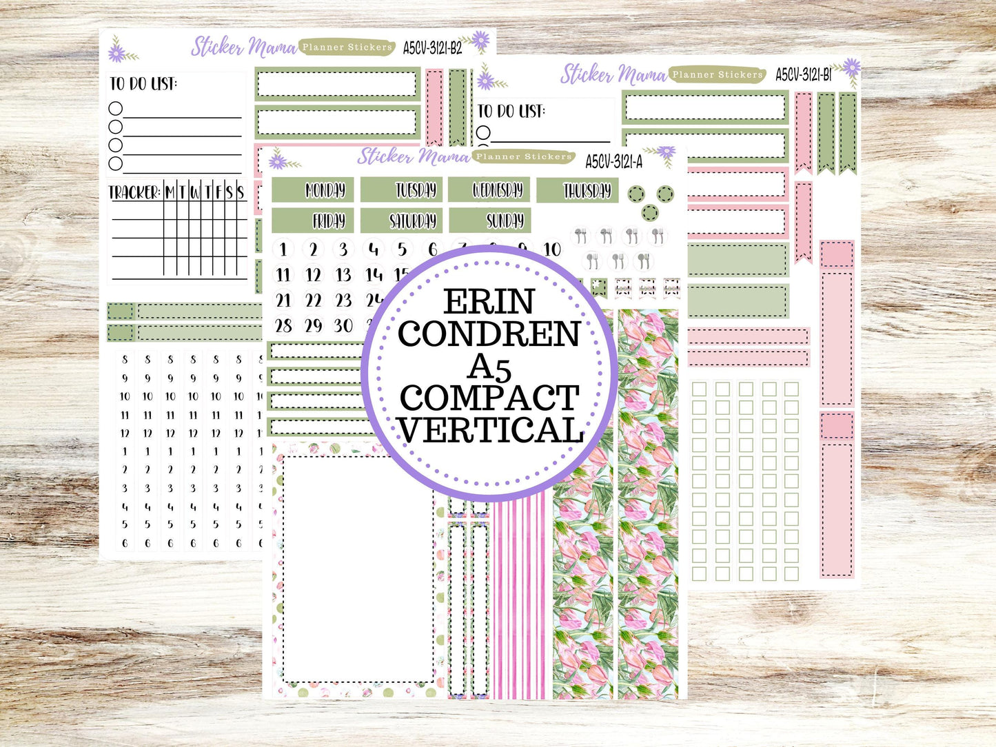 ERIN CONDREN A5 Compact Vertical-Kit #3121 || Easter Petals - Planner Stickers - Erin Condren Compact Vertical Weekly Kit