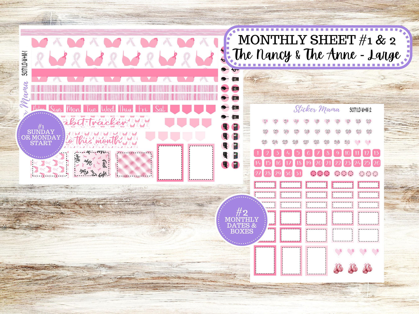 LAUREL DENISE Week + Month PLANNER Monthly Kit #3071 || Laurel Denise Kit || Laurel Denise Horizontal Vertical || Breast Cancer || Aug 25