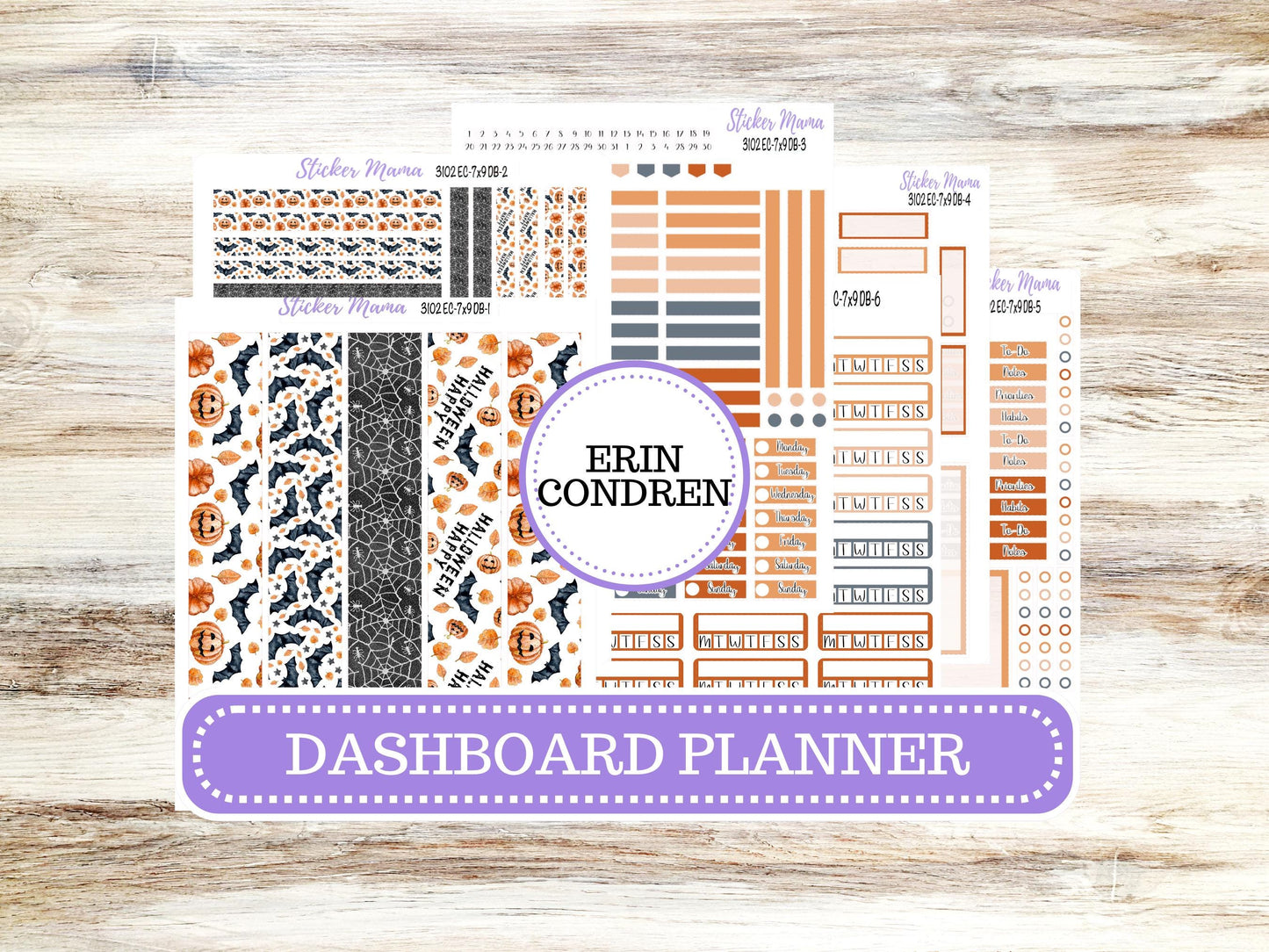 ERIN CONDREN Dashboard Planner Kit DB-3102 || Pumpkin Town || Dashboard Planner Sticker Kit || Erin Condren ||