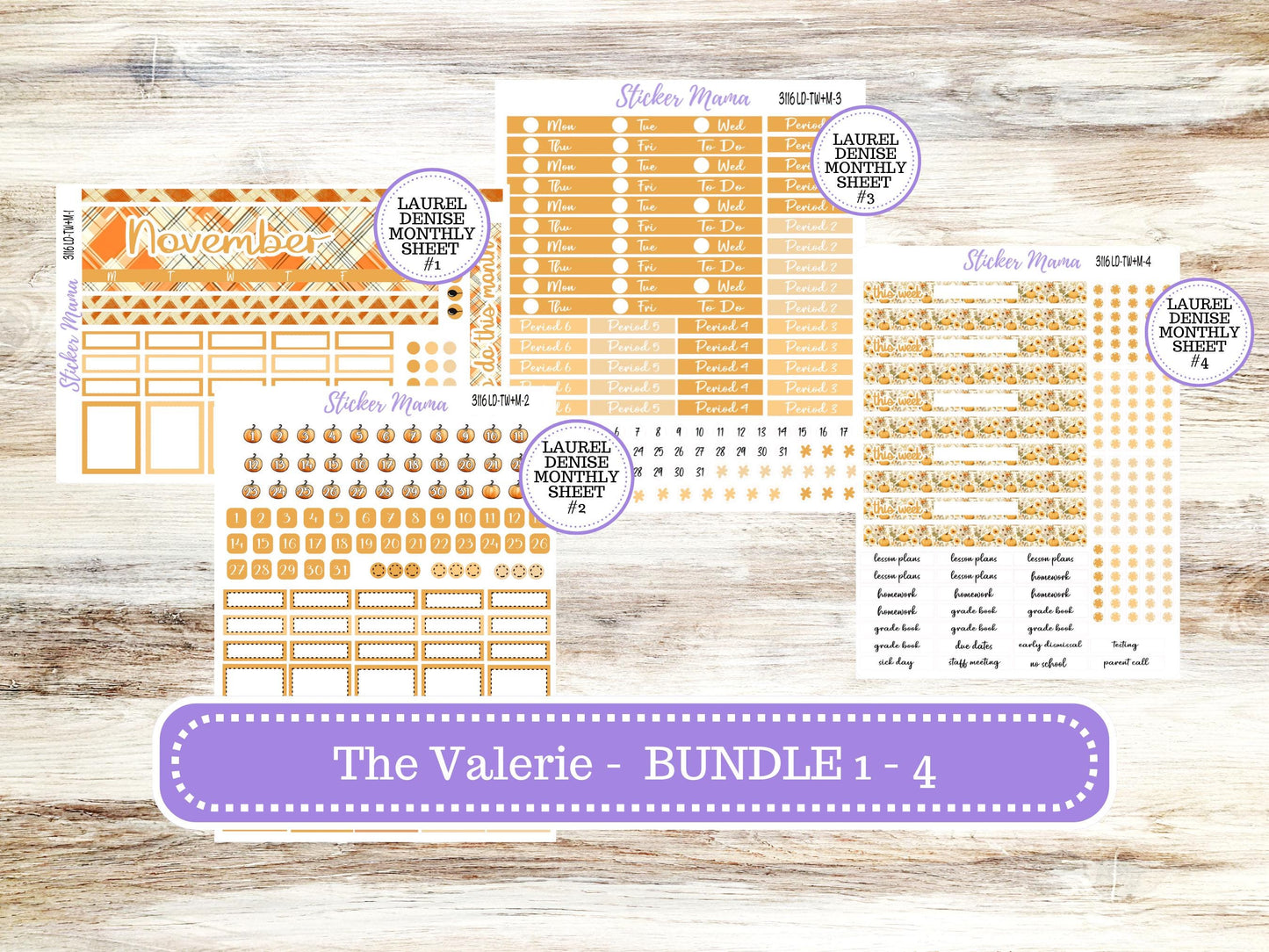 LD "The Valerie" || TEACHER Week + Month Planner Kit #3116 || Floral Harvest ||Laurel Denise Kit || Laurel Denise Teacher Planner || June 25