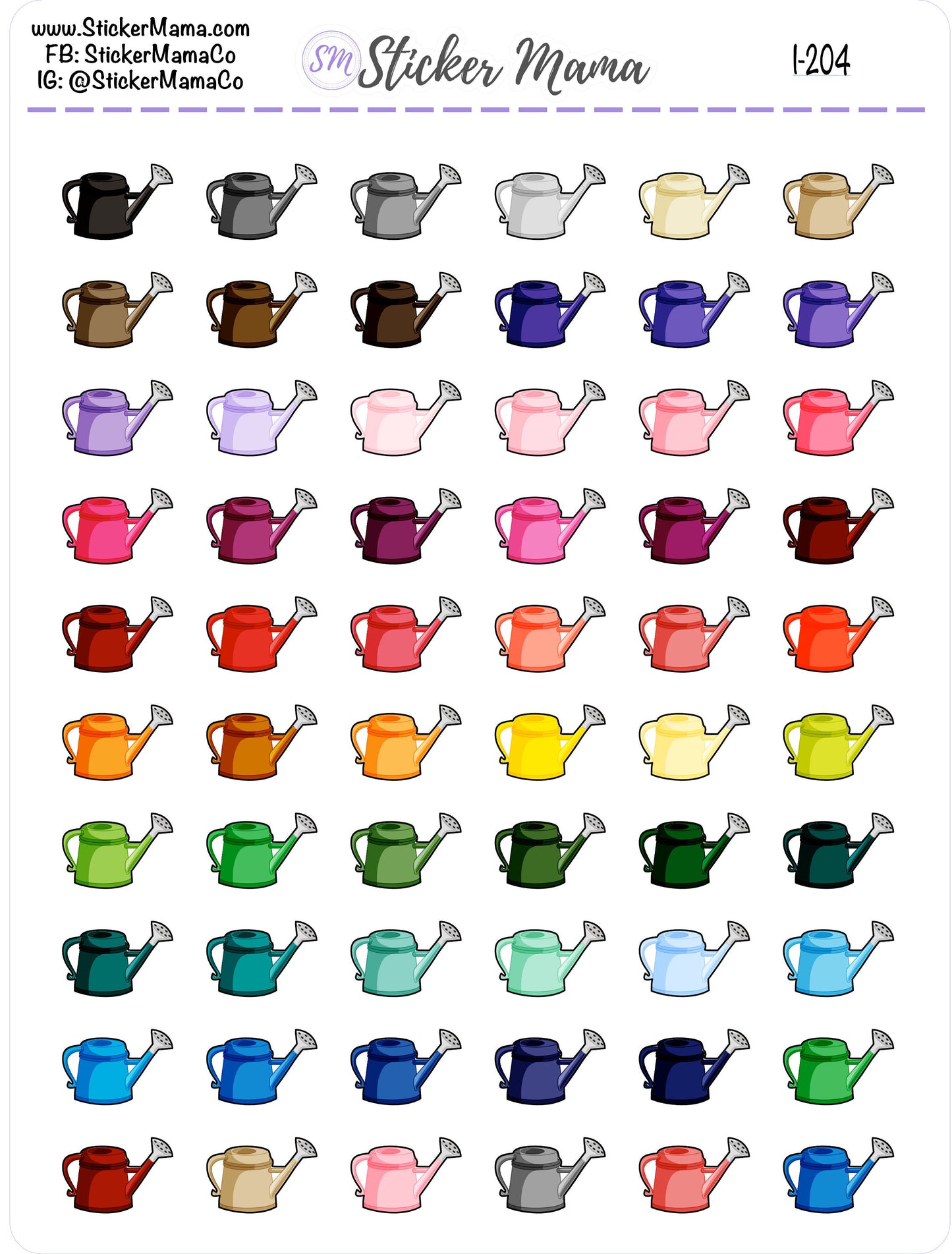 WATERING CAN PLANNER Stickers I-204 - Water Can Stickers - Stickers for Gardening
