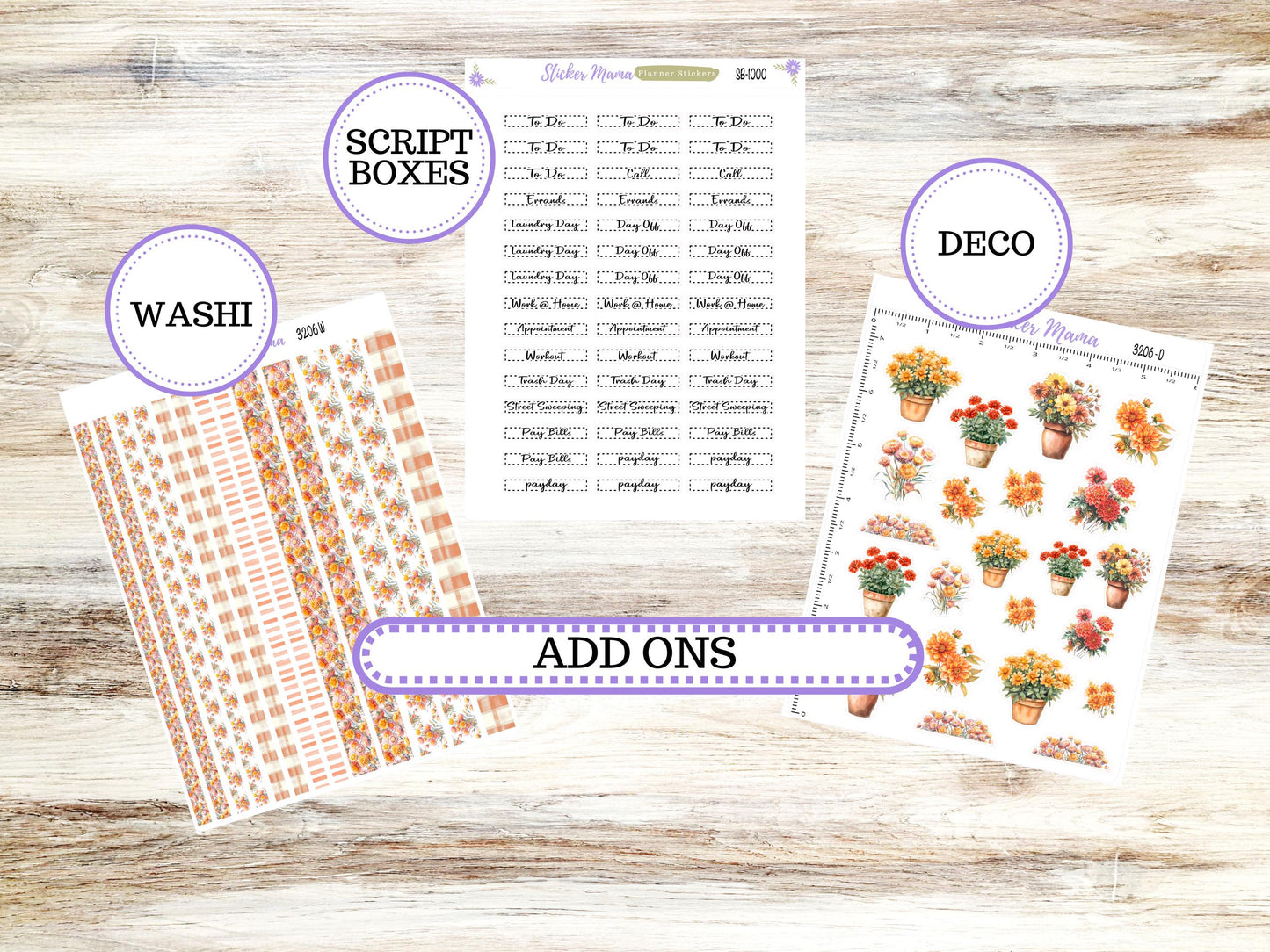 Laurel Denise Large Nancy & Large Anne Planner Sticker Kit | Vertical Horizontal Week + Month | September Sunflower Harvest 3206 | 6-26