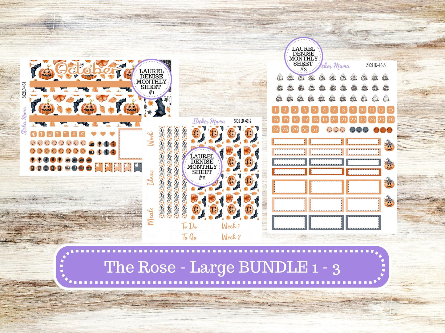 LD "The Rose" Large || 4-COLUMN (formerly project) Planner Kit #3102 || Pumpkin Town || Laurel Denise Stickers || Aug 25