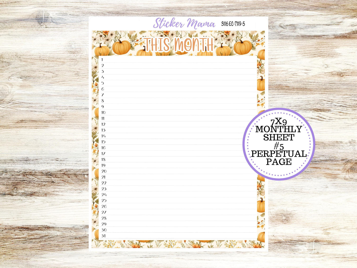 ERIN CONDREN Monthly Kit-3116 || 7X9 || Floral Harvest - 7x9 ec November Monthly Kit - November Monthly Planner Kits - Monthly Pages