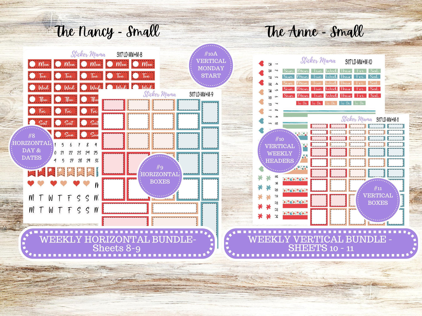 LD SMALL "The Anne" & "The Nancy" || MINI Week + Month Planner Kit #3117 || Laurel Denise Horizontal Vertical || December || 9-25