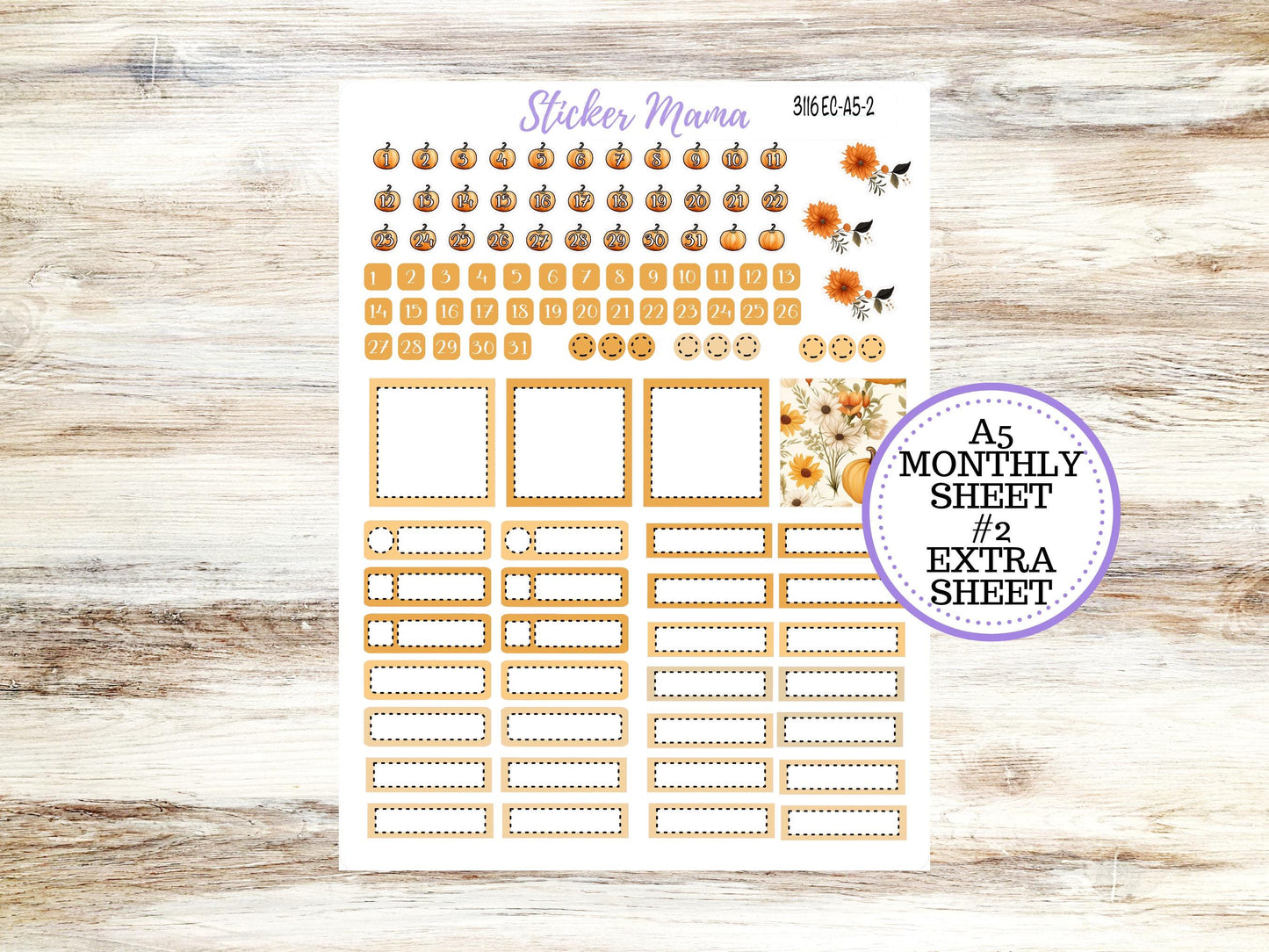 ERIN CONDRE Monthly Kit-3116 || A5 || Floral Harvest Stickers || - ec November Monthly Kit - Monthly Planner Kits - Monthly Budget