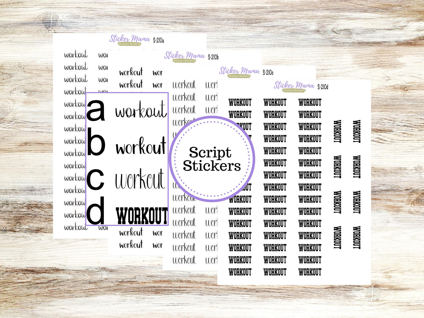 WORKOUT SCRIPT STICKERS S210 || Script Font Planner Stickers || Workout Planner Stickers || Workout Stickers
