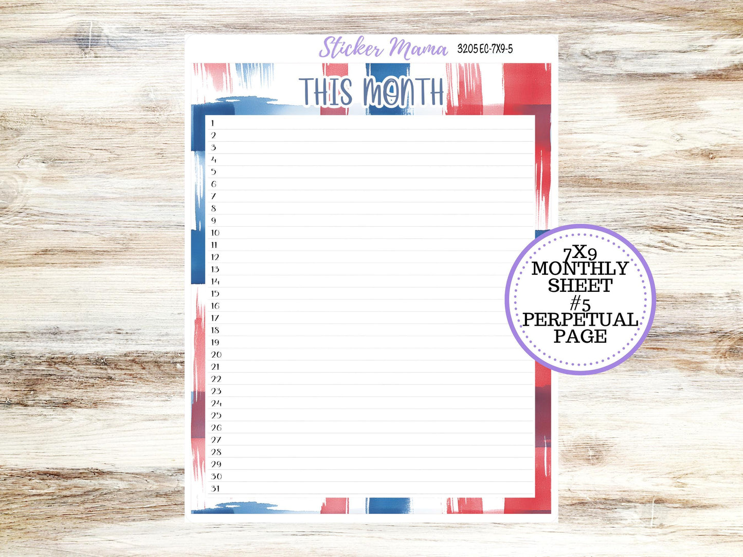 ERIN CONDRE Monthly Kit-3205 || 7X9 || Patriotic Festivities Stickers || - ec July Monthly Kit - Monthly Planner Kits - Monthly Budget