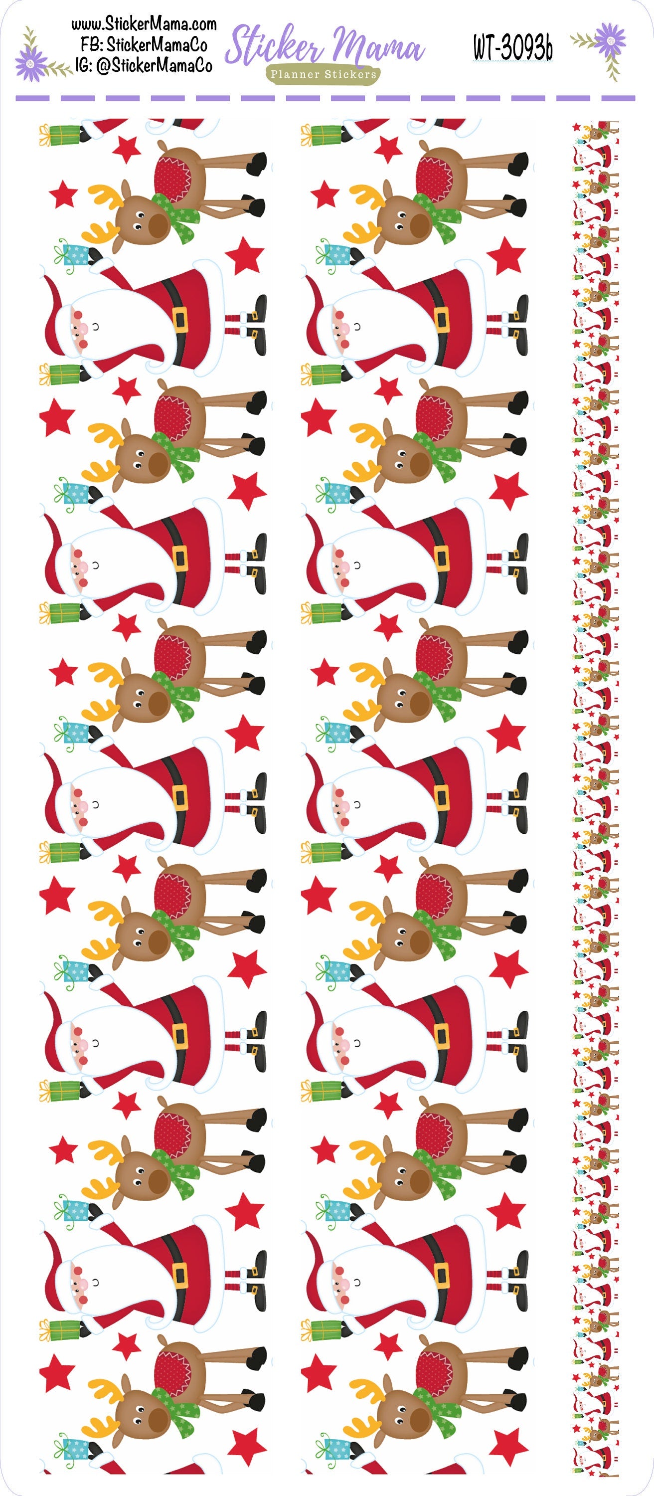 W-3093- WASHI STICKERS - Holly Jolly - Planner Stickers - Washi for Planners
