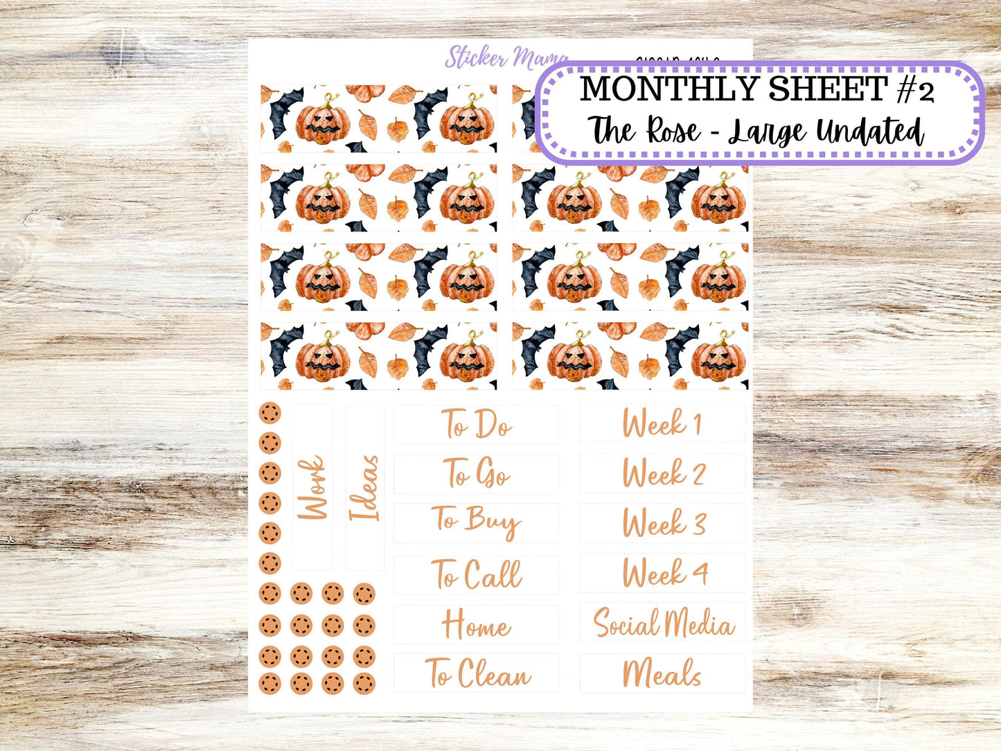 LD "The Rose" - Large Undated || 4 COLUMN Undated (formerly project undated). Planner Kit #3102|| Pumpkin Town || Aug 25