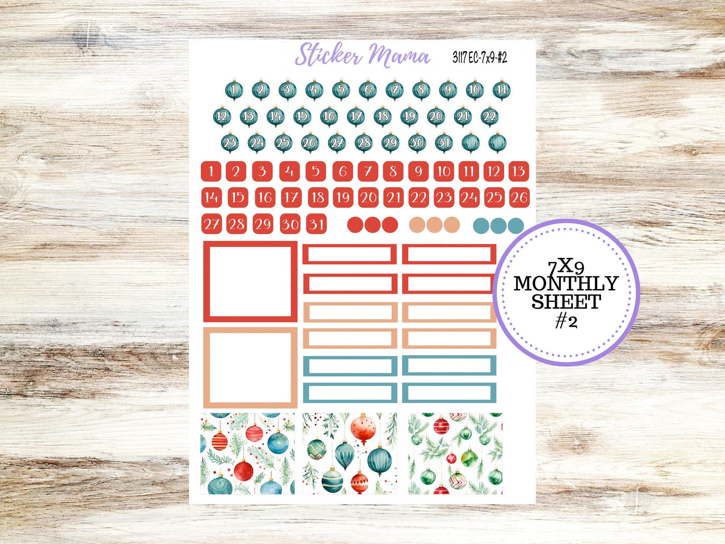 ERIN CONDREN Monthly Kit-3117 || 7X9 || - 7x9 ec December Monthly Kit - December Monthly Planner Kits - Monthly Pages