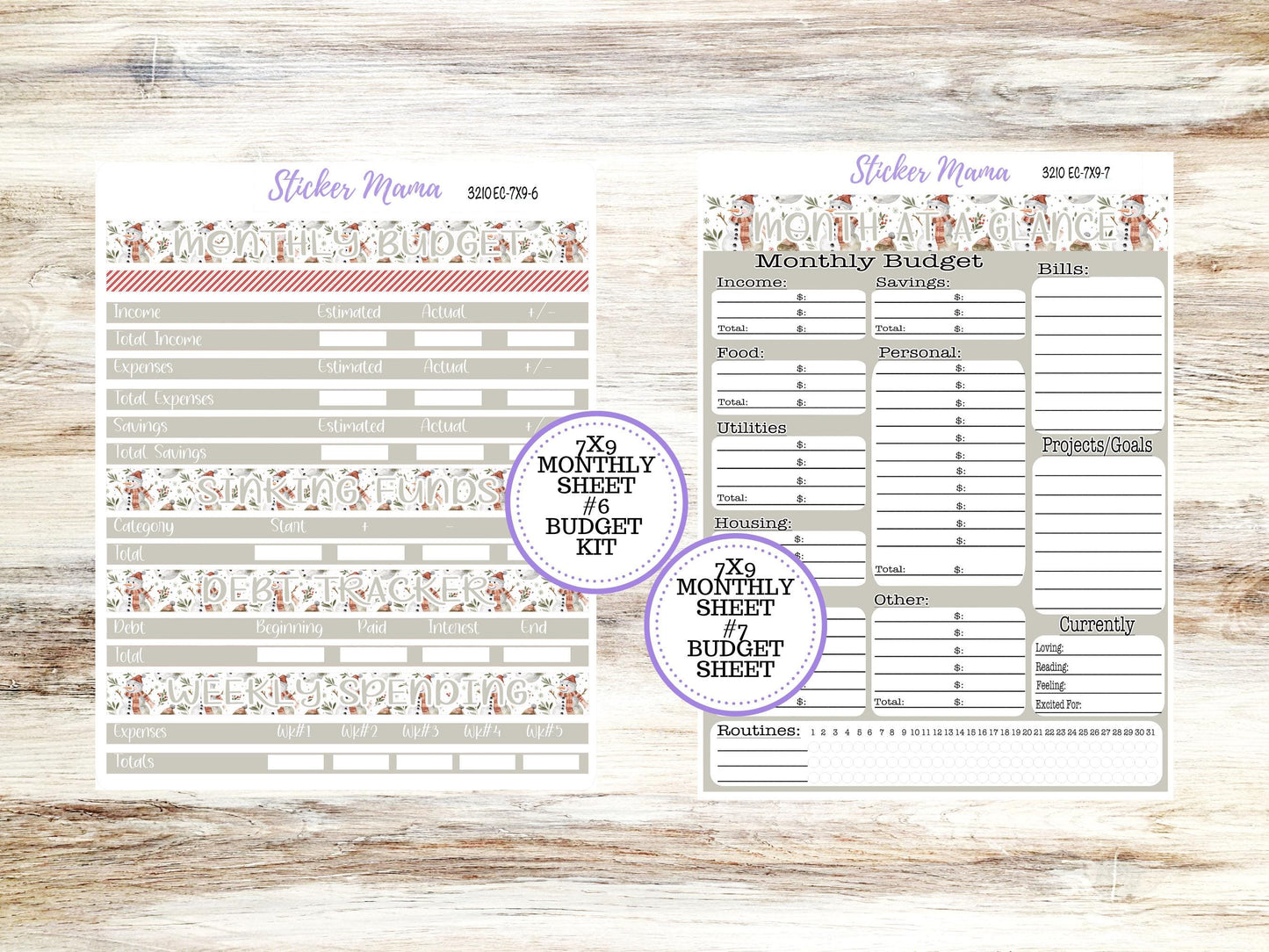 ERIN CONDREN Monthly Kit-3210 || 7X9 || Frosty Friends - 7x9 ec December Monthly Kit - December Monthly Planner Kits - Monthly Pages