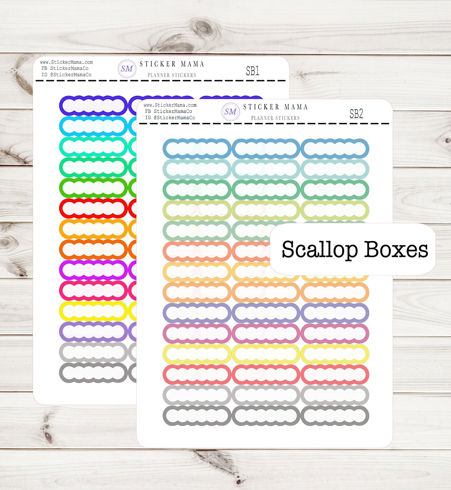 SCALLOP BOX STICKERS .4" x 1.5" quarter box labels quarter planner box ex planner stickers deluxe sticker kit full planner kit