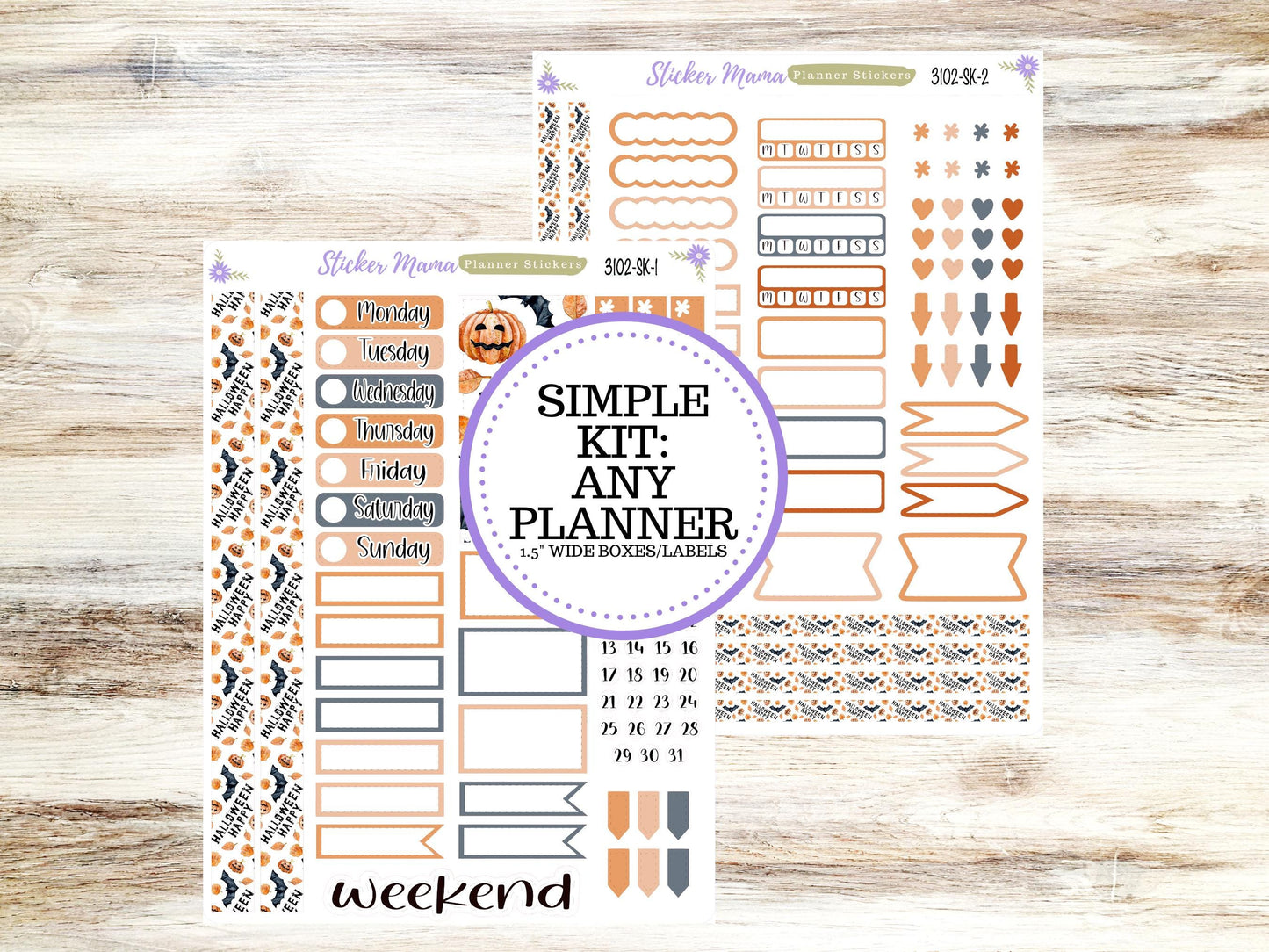 SIMPLE KIT || #3102 || Pumpkin Town || Any Kind Planner || Planner Stickers || Planner Stickers