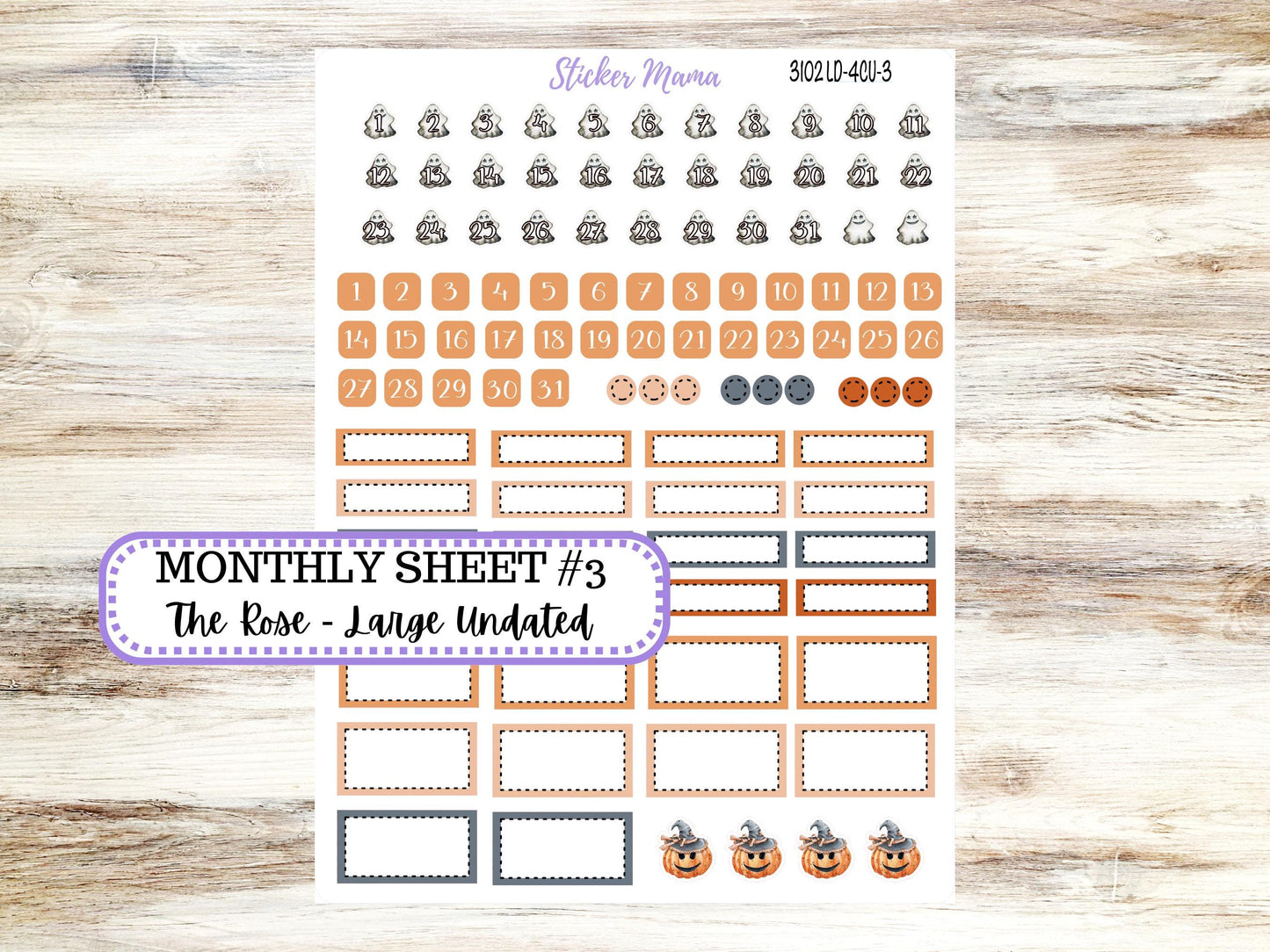 LD "The Rose" - Large Undated || 4 COLUMN Undated (formerly project undated). Planner Kit #3102|| Pumpkin Town || Aug 25