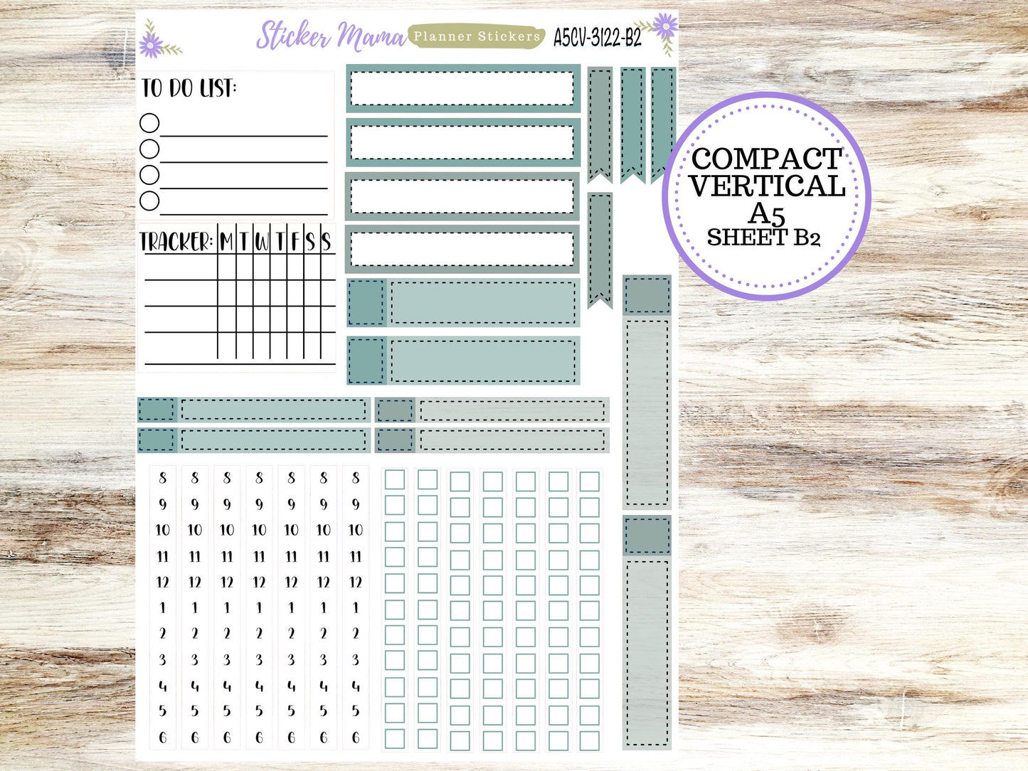 ERIN CONDREN A5 Compact Vertical-Kit #3122 || Vintage Bloom - Planner Stickers - Erin Condren Compact Vertical Weekly Kit